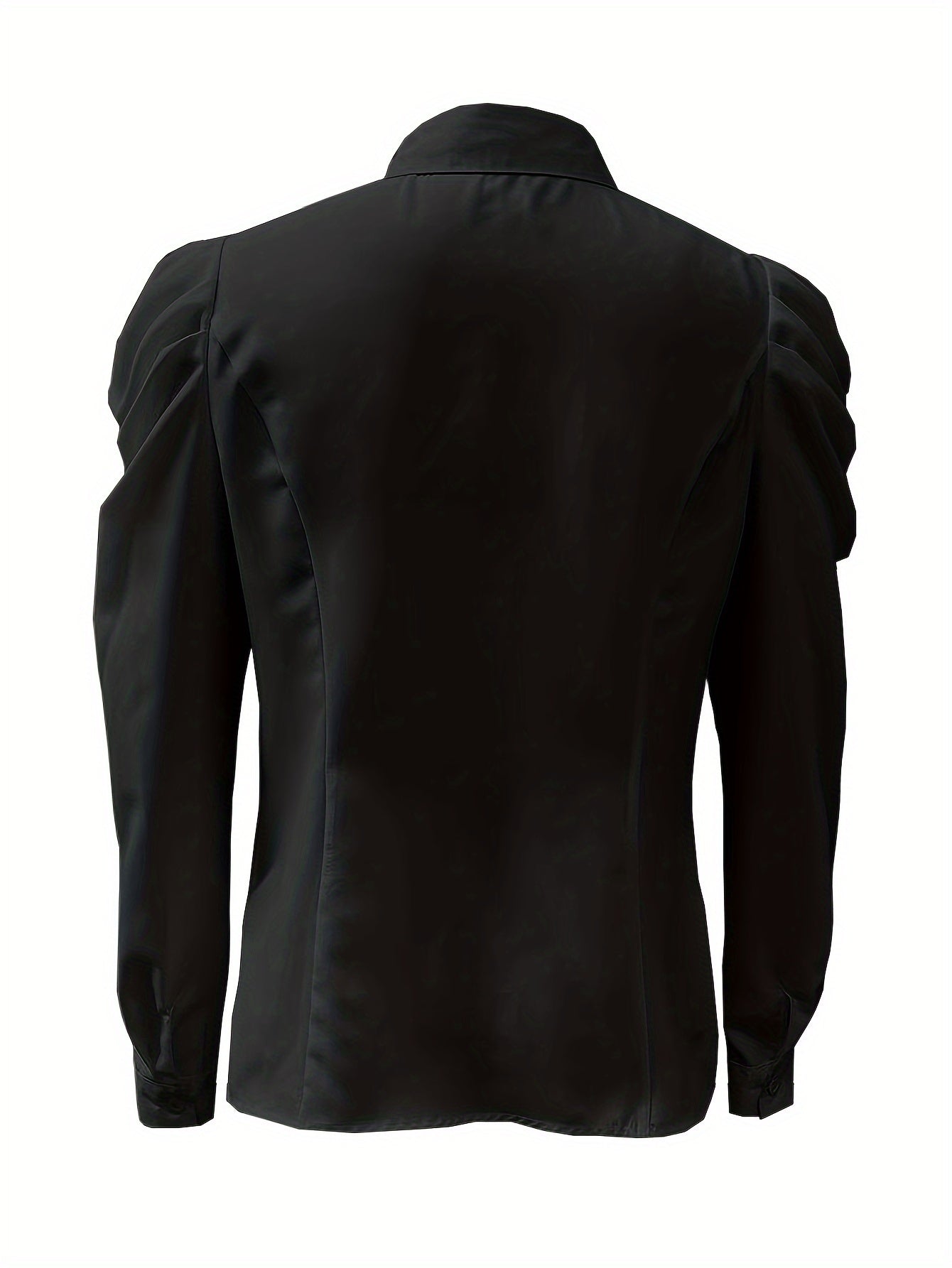 Elegant Slim-Fit Puff Sleeve Shirt | Versatile Year-round Style, Semi-Sheer Woven Fabric, Single-Button Closure - Women's Fashion