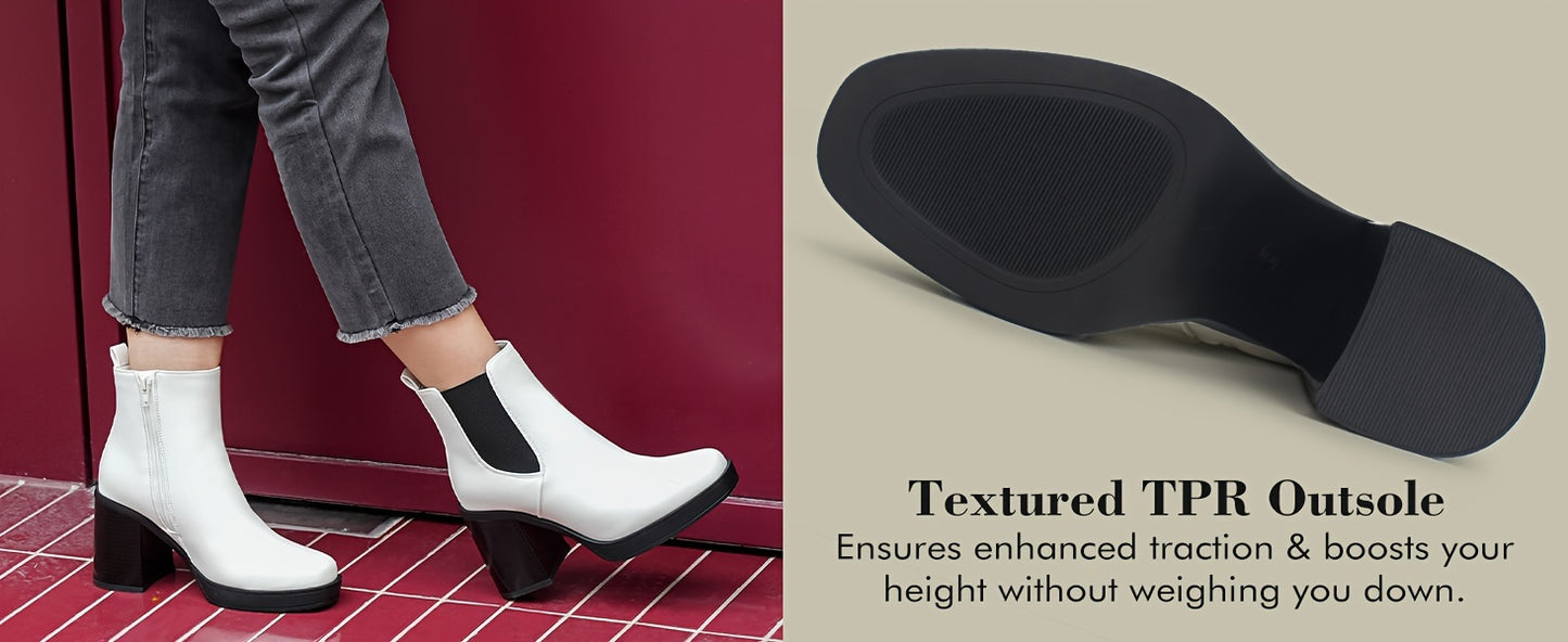 Women's Chunky High Heel Square Toe Ankle Booties