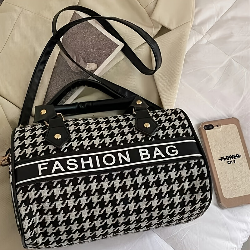 Bolso de hombro con diseño de pata de gallo de gran capacidad: bolso cruzado elegante, liviano y espacioso para mujer, perfecto para quienes viajan al aire libre y para uso diario
