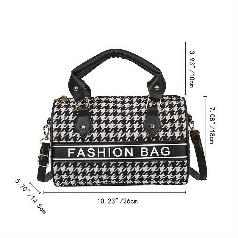 Bolso de hombro con diseño de pata de gallo de gran capacidad: bolso cruzado elegante, liviano y espacioso para mujer, perfecto para quienes viajan al aire libre y para uso diario