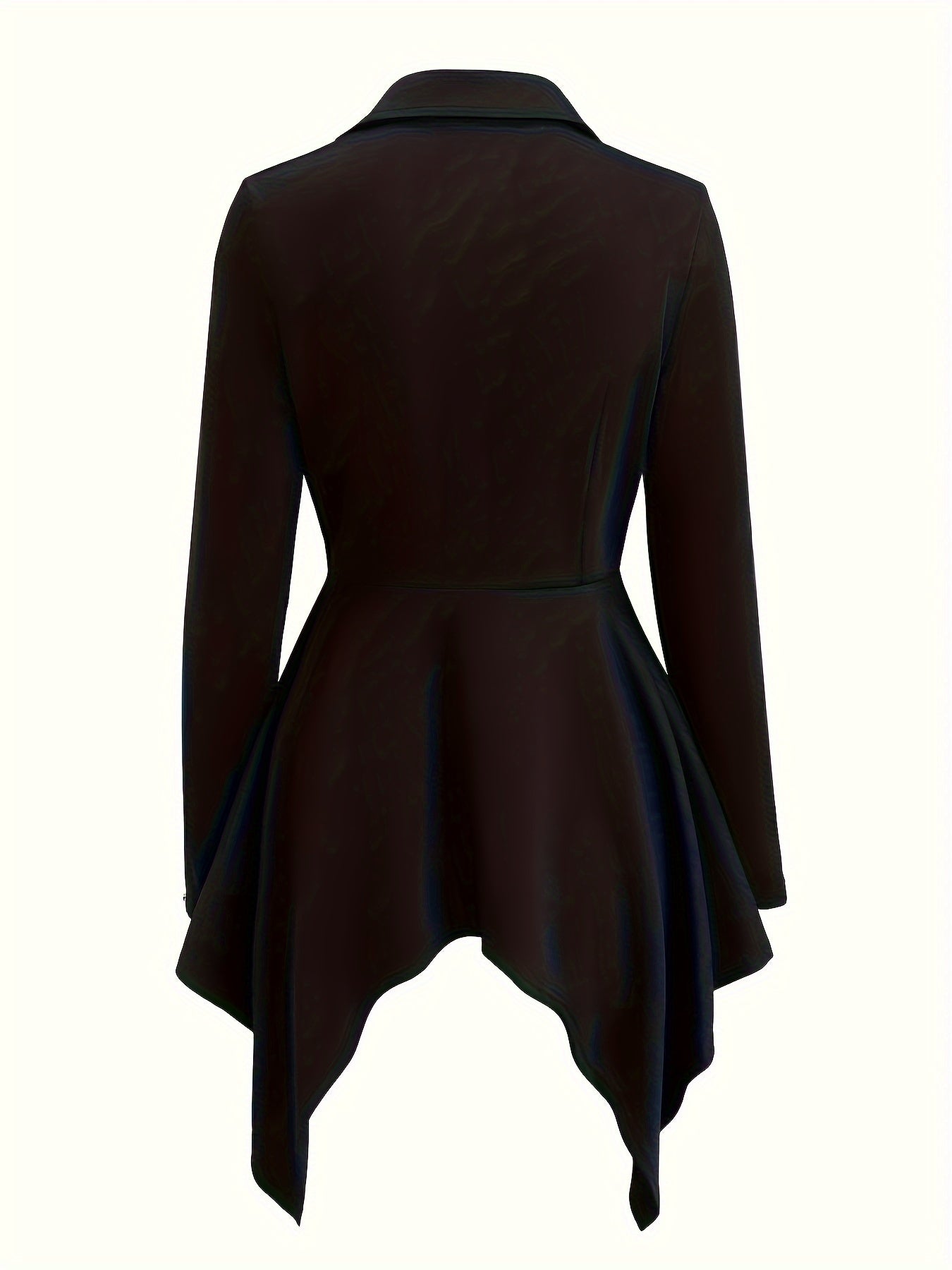 Women's Gothic Long Sleeve Zipper Jacket, Polyester Knit, Vintage Style, Solid Color, Notched Collar, Sleeveless, Spring/Autumn, Casual Outerwear