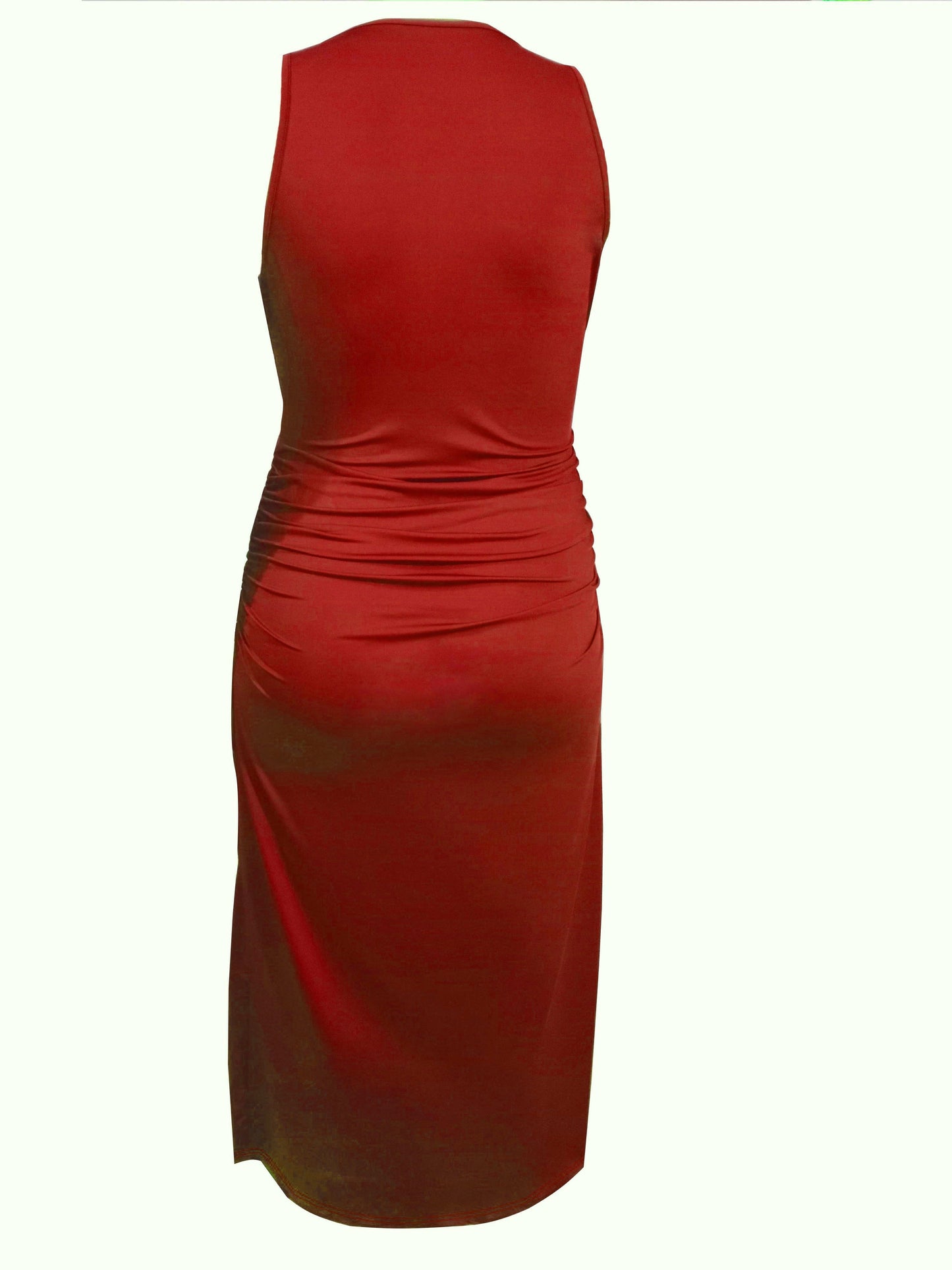Vestido de tirantes fruncido liso de talla grande: favorecedor, ajustado, sin mangas, cómodo y transpirable, perfecto para primavera y verano: ropa informal de mujer para climas más cálidos