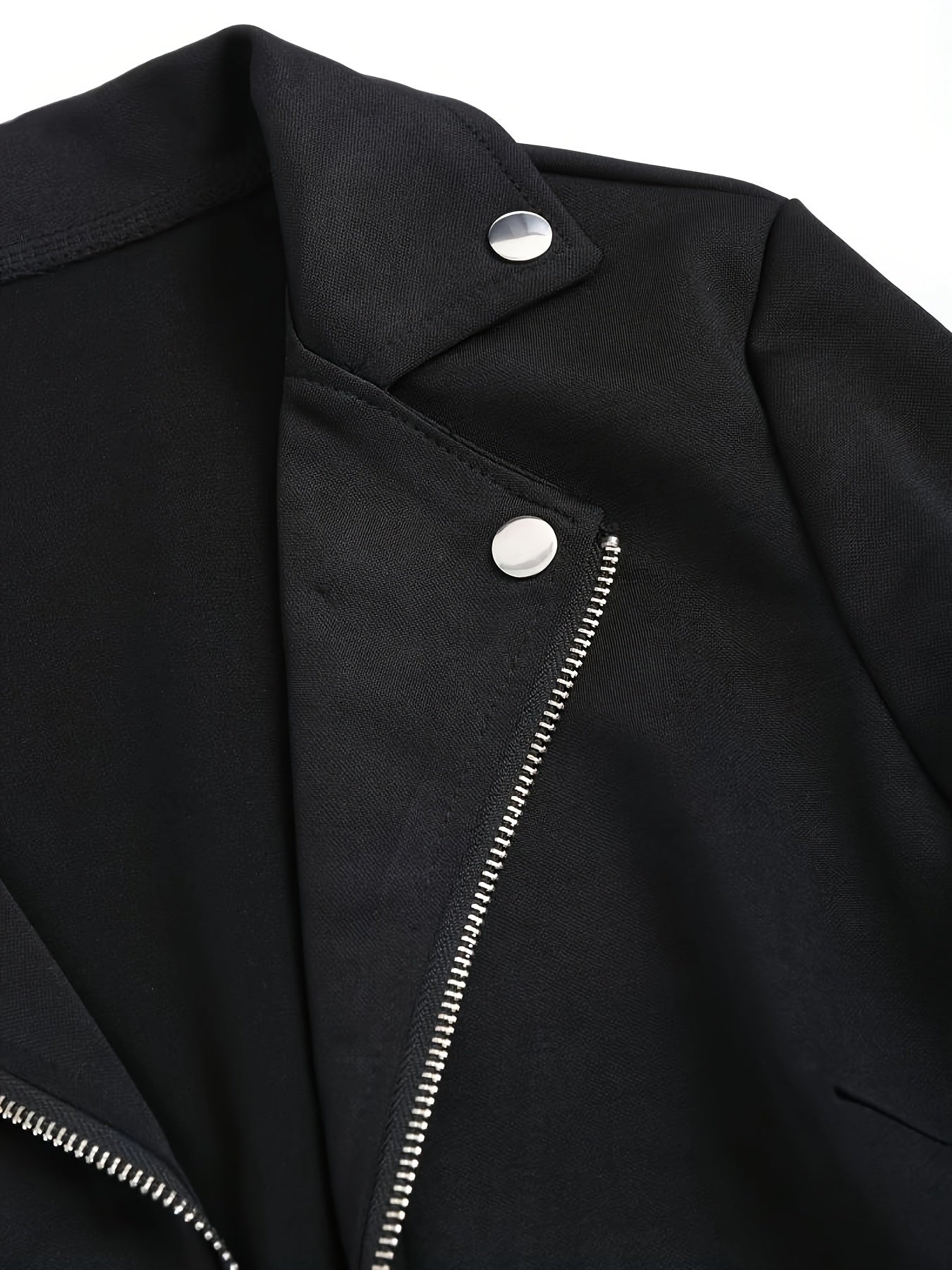 Women's Gothic Long Sleeve Zipper Jacket, Polyester Knit, Vintage Style, Solid Color, Notched Collar, Sleeveless, Spring/Autumn, Casual Outerwear