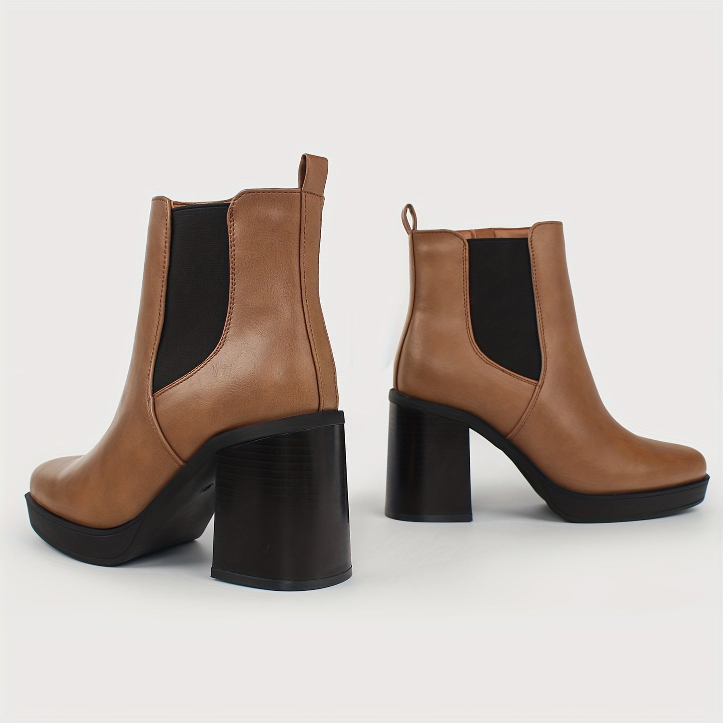 Women's Chunky High Heel Square Toe Ankle Booties