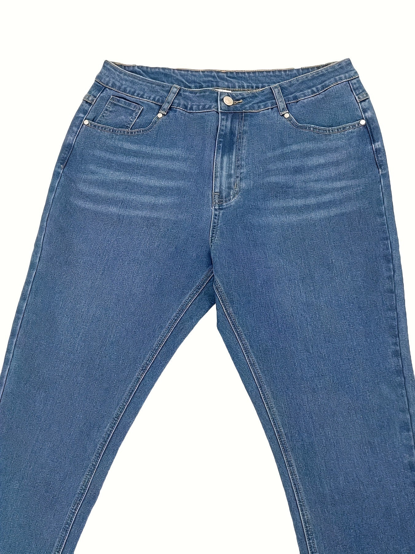 Vaqueros de talle alto, elásticos, con pernera cónica y enrollables, de talla grande