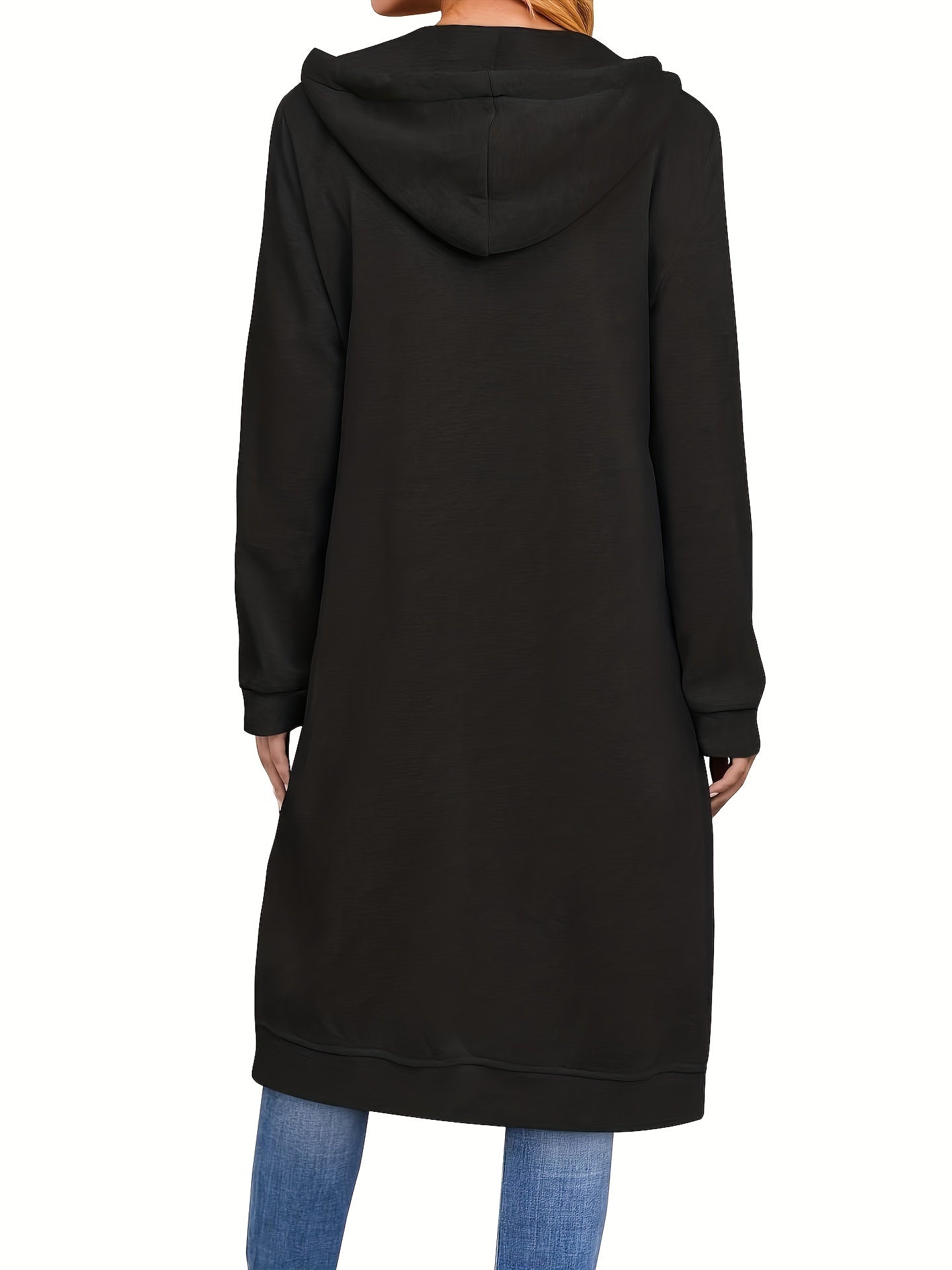 Plus Size Womens Cozy Hooded Sweatshirt - Soft Slight Stretch Zipper Front Drawstring Long Sleeve Casual Hoodie Coat with Pockets for All Seasons