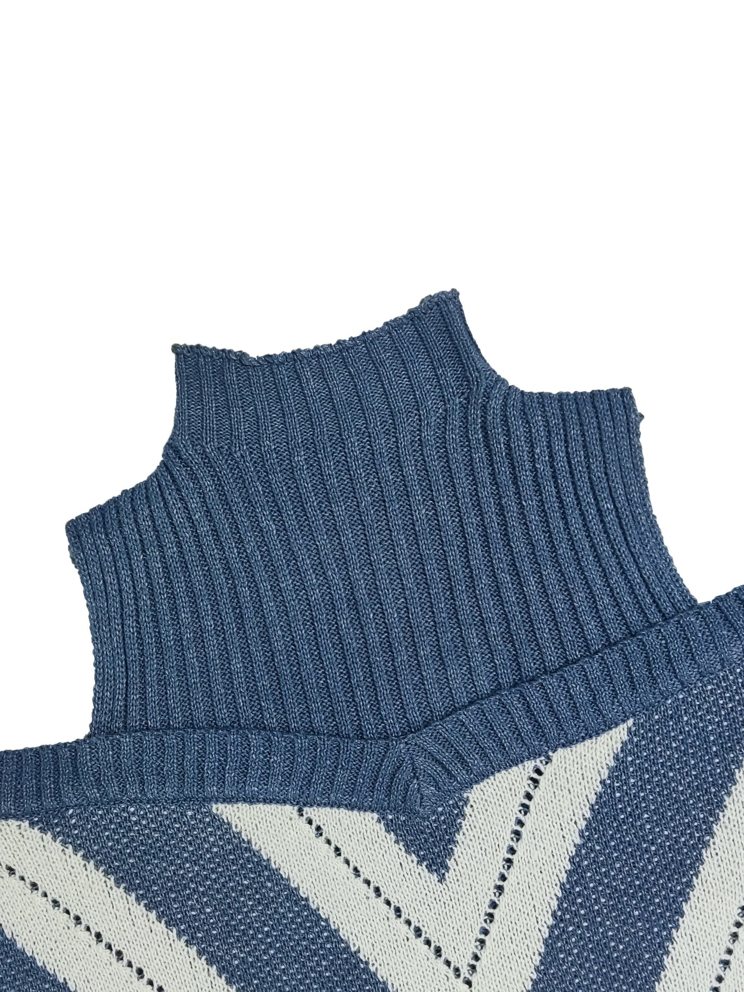 Suéter de cuello alto con estampado geométrico para mujer, talla grande, hombros descubiertos, manga larga, ligeramente elástico