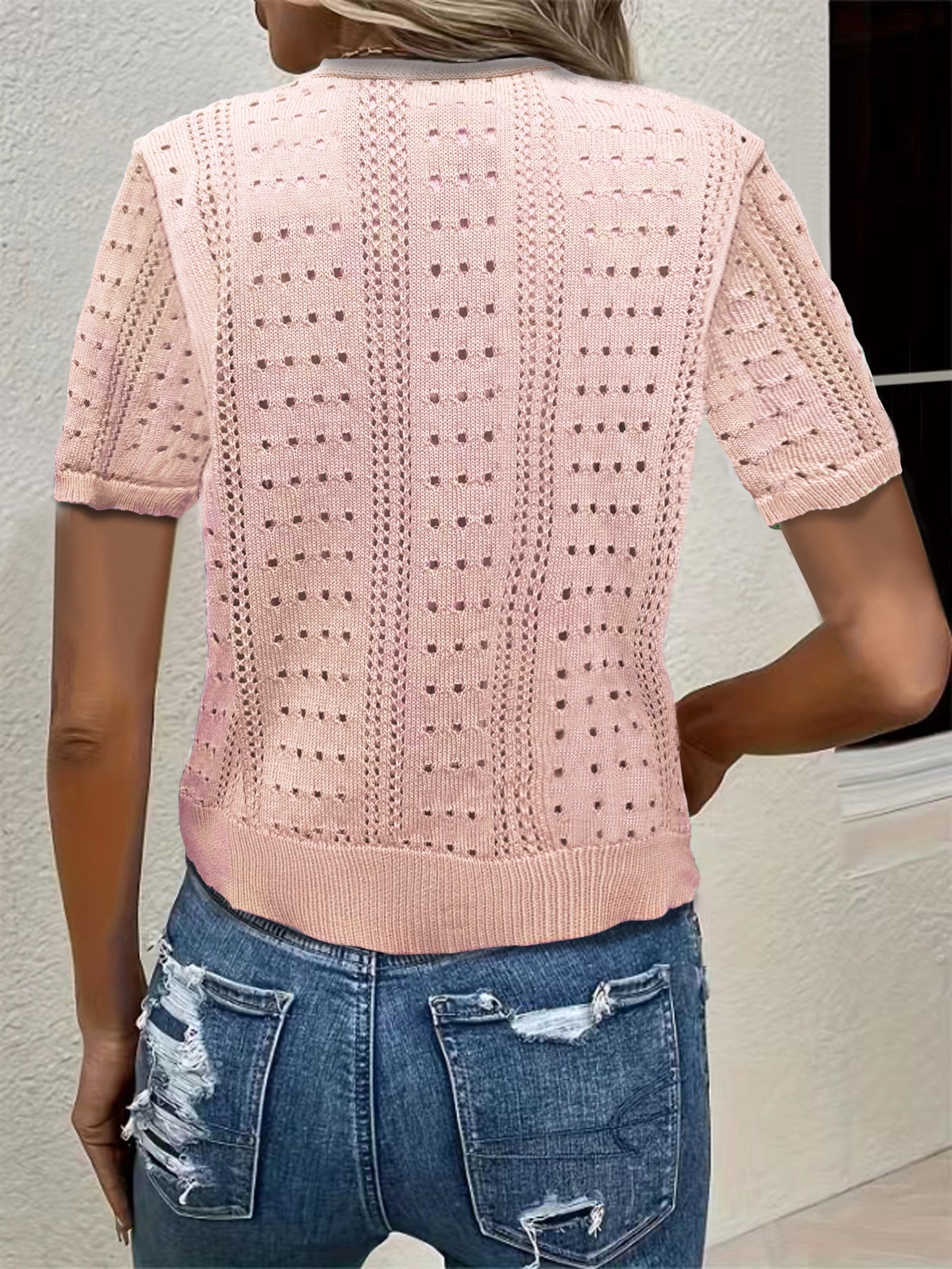 Chic Solid Color V-Neck Cardigan with Button Front & Cut Out Detail