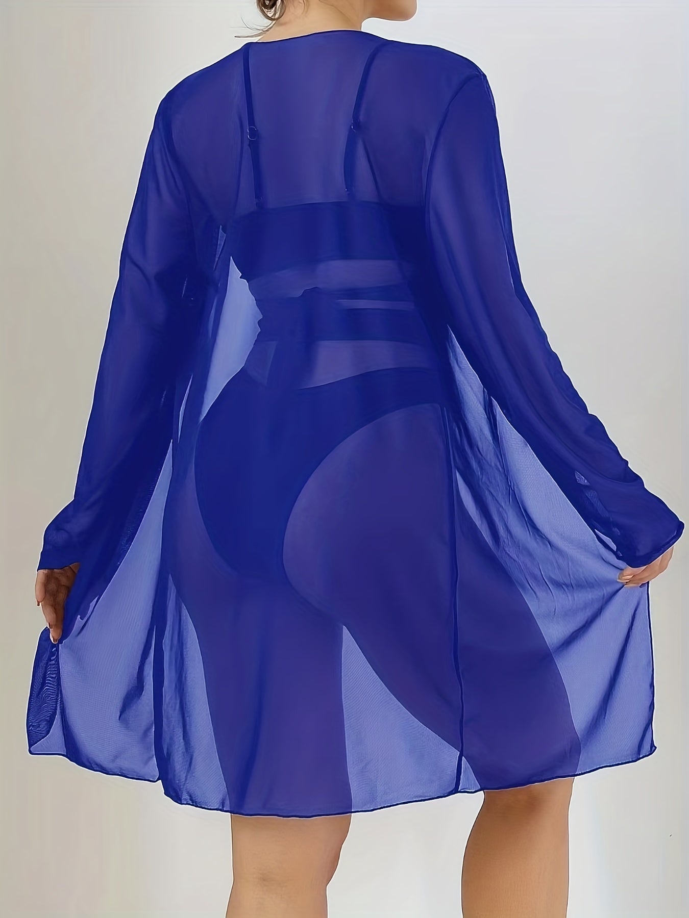 3-Pieces V Neck Bikini Sets, Criss Cross Strap High Cut With Cover Up Shirt Long Sleeves Bathing Suit