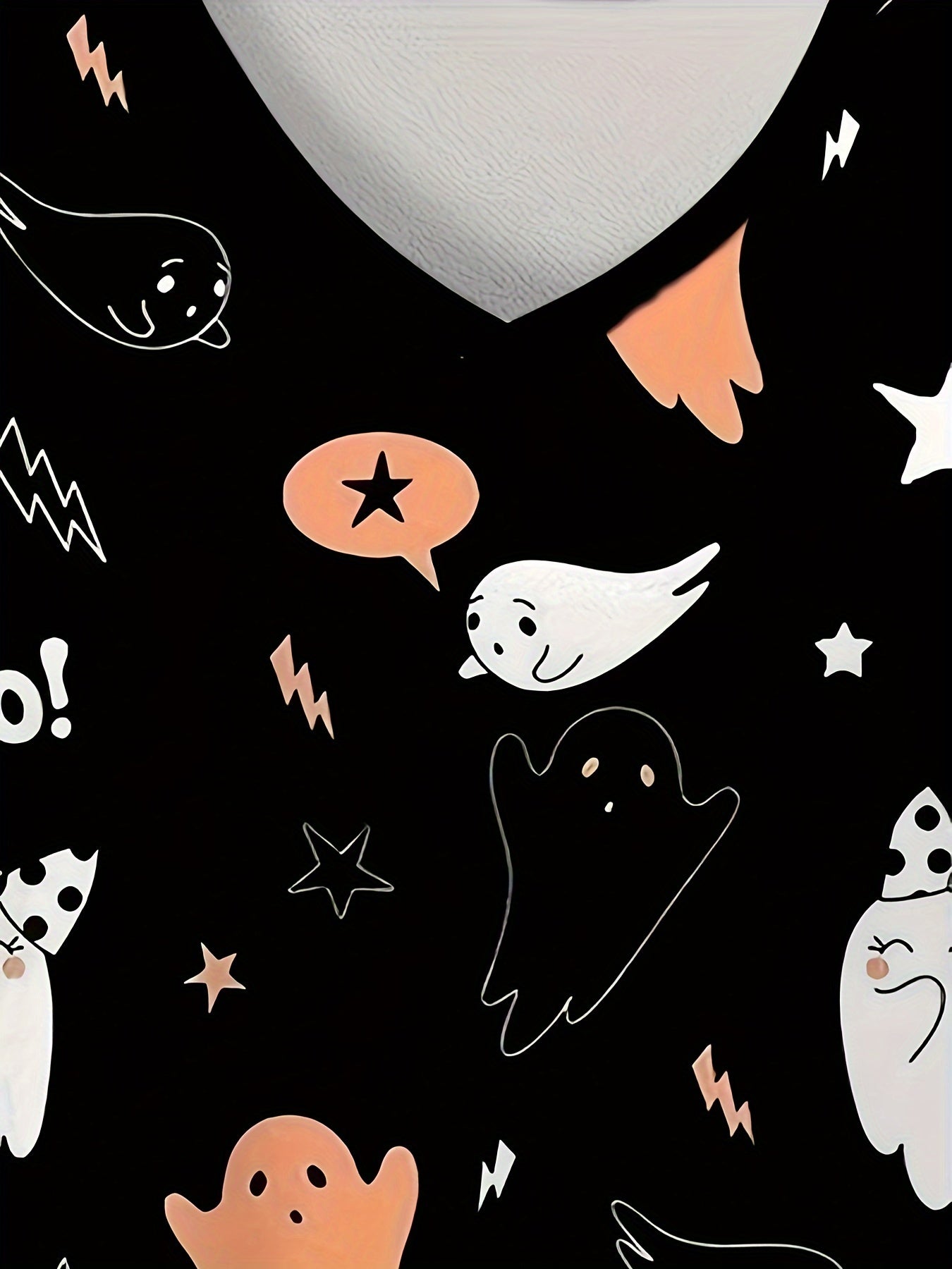 Women's Vintage Ghost Print Scrub Top - Comfortable & Stylish Healthcare Uniform with Pockets, Perfect for Hospitals & Dental Clinics