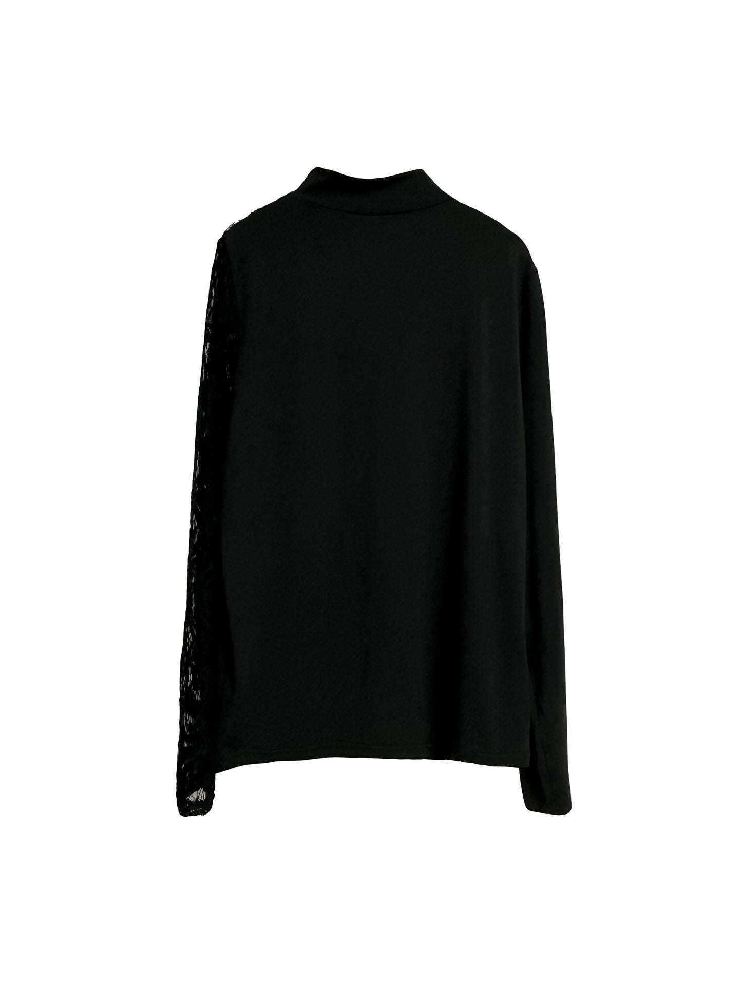 Plus Size Womens T-Shirt with Seductive Lace Cut Out - Flattering Slim Fit Long Sleeve Mock Neck Top