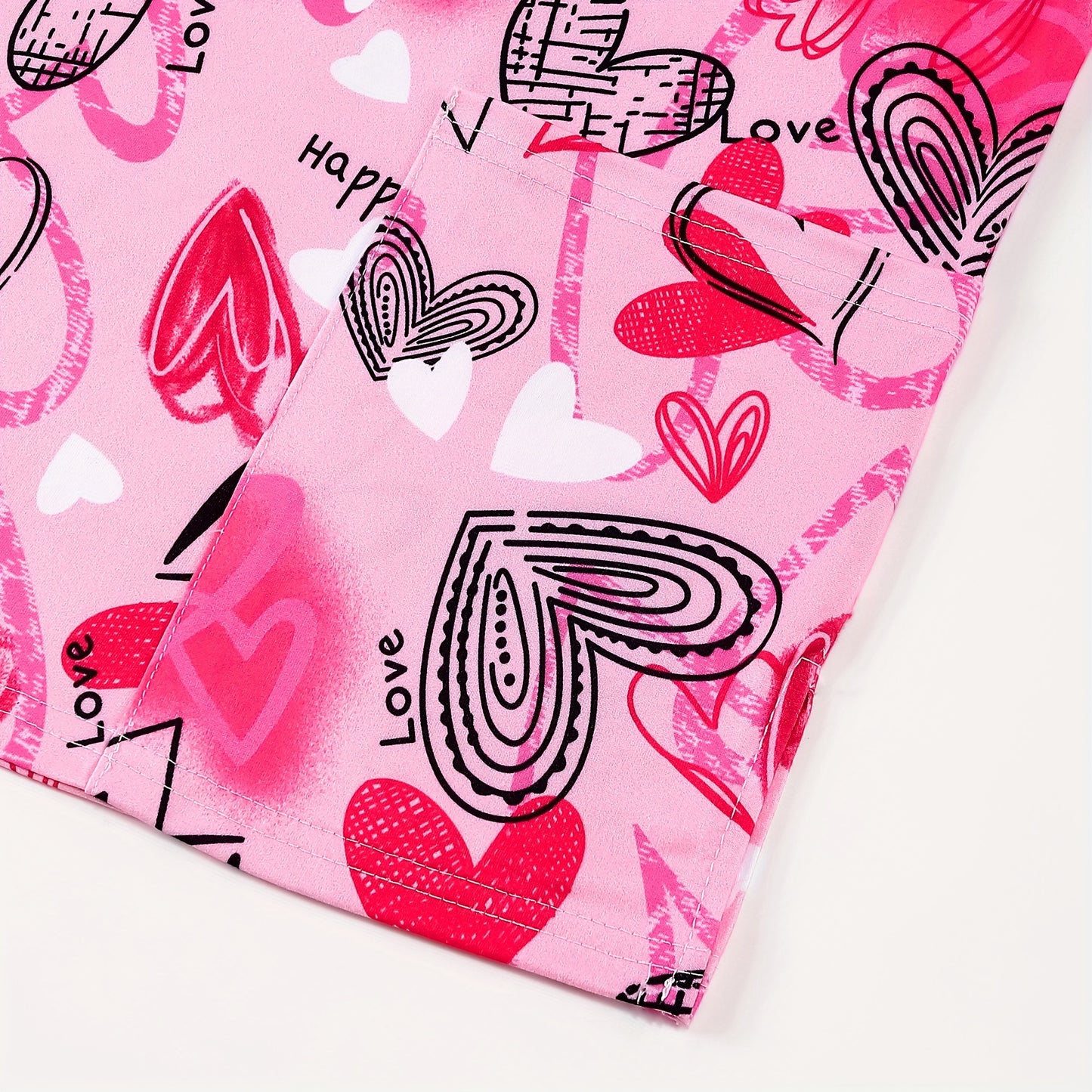 Vintage Heart Print V-Neck Scrubs Top - Soft, Breathable, Short Sleeve, Patched Pockets, Relaxed Fit Nurse Uniform for Women - Comfortable, Easy Care, and Stylish Medical Clothing