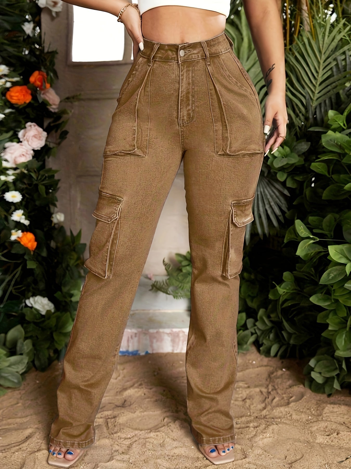 Stylish Multi-Pocket Loose Fit Cargo Jeans
