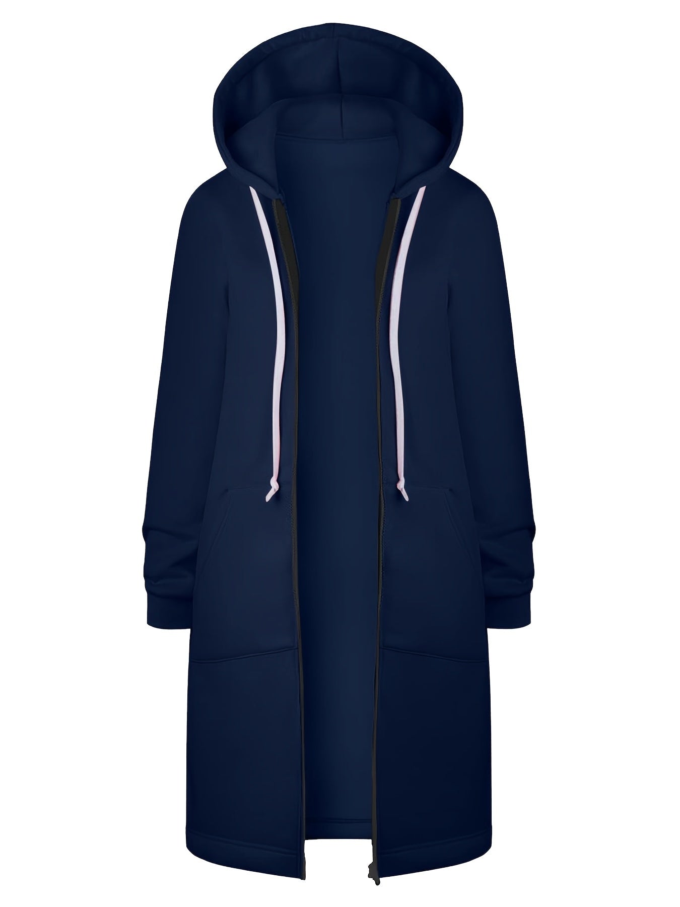 Plus Size Womens Cozy Hooded Sweatshirt - Soft Slight Stretch Zipper Front Drawstring Long Sleeve Casual Hoodie Coat with Pockets for All Seasons