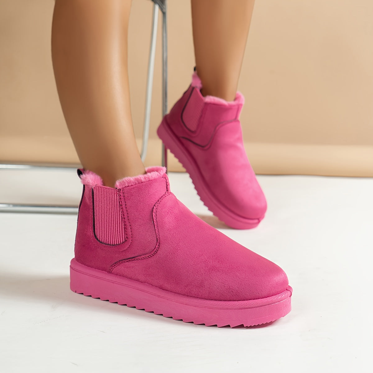 Cozy Women's Ankle Boots - Soft Plush Lined, Slip-On Design, Comfortable Winter Boots with Casual Style, Perfect for Cold Weather - LuxyXO