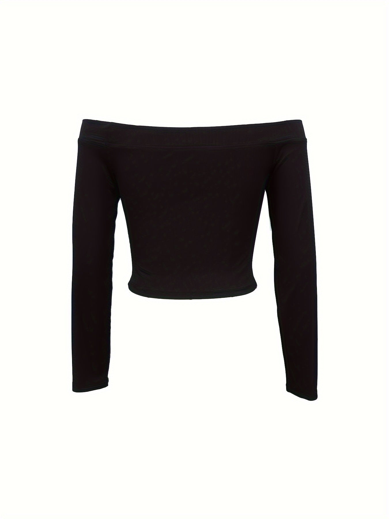 Solid Color Off Shoulder Slim T-Shirt, Elegant Long Sleeve Simple T-Shirt For Spring & Fall, Women's Clothing