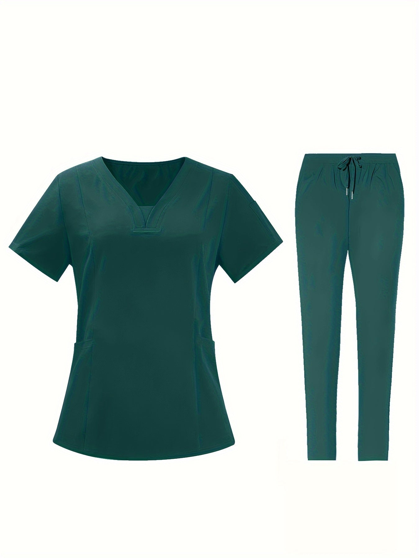 Conjunto médico de dos piezas con cuello en V, manga corta y pantalones elásticos, cómodo y de ajuste cómodo para mujeres | Uniformes médicos duraderos y de fácil cuidado para profesionales de la salud