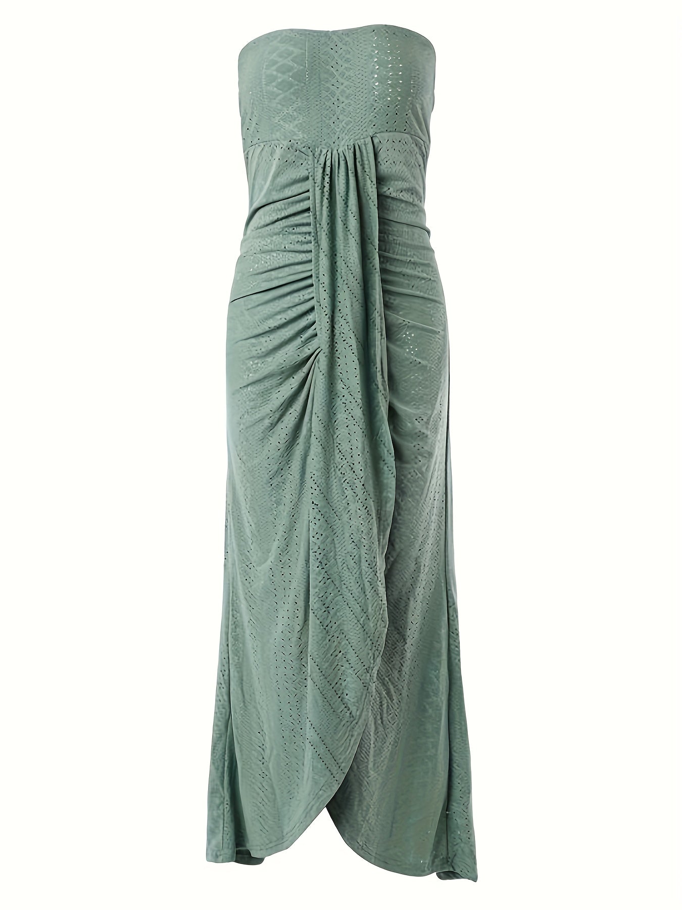 Vestido elegante con bordado hueco y hombros descubiertos para mujer
