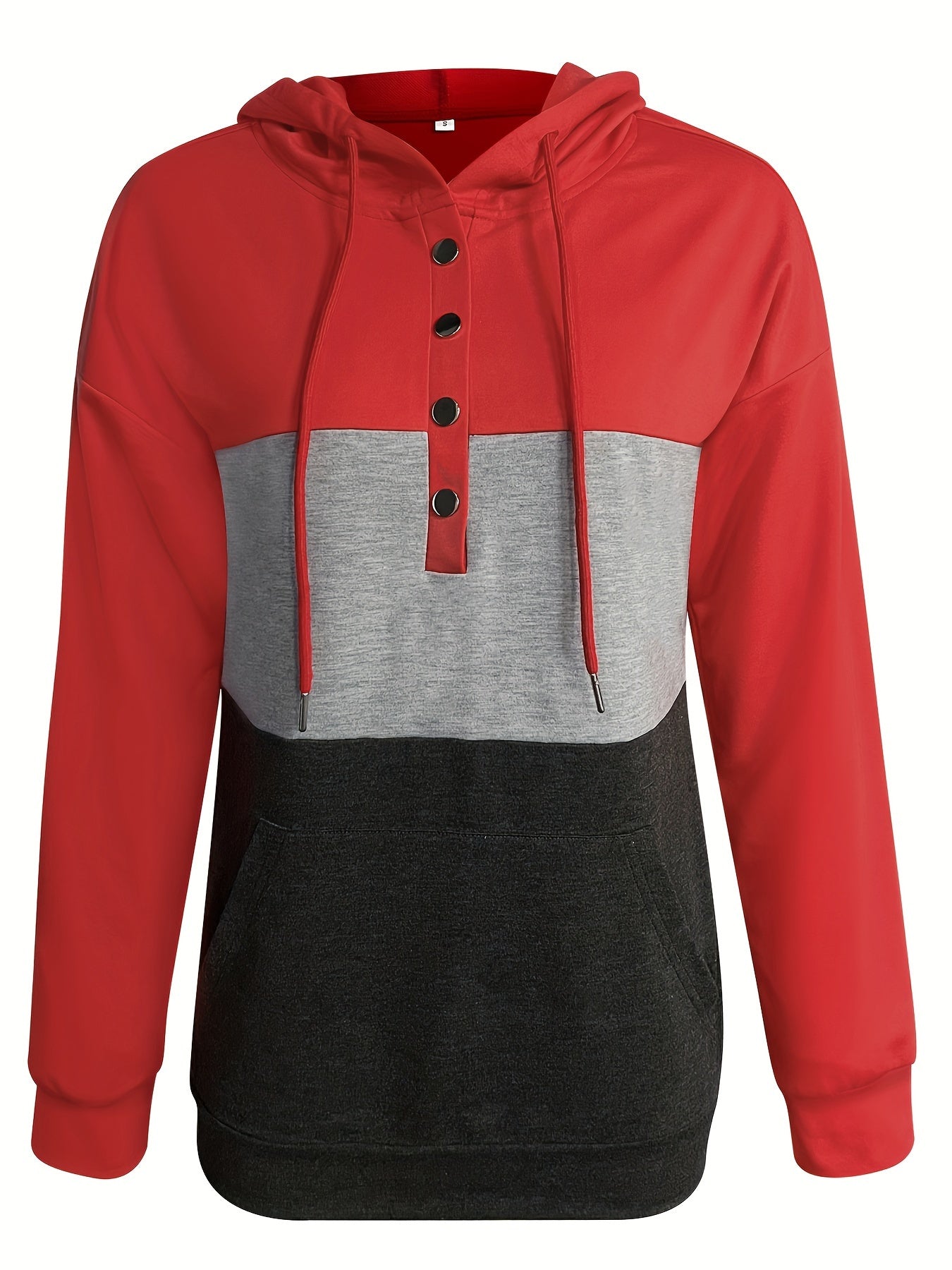 Vibrant Color Block Kangaroo Pocket Hoodie - Soft, Casual, Long Sleeve Drawstring Hooded Sweatshirt with Relaxed Fit - Women's Comfortable Everyday Wear