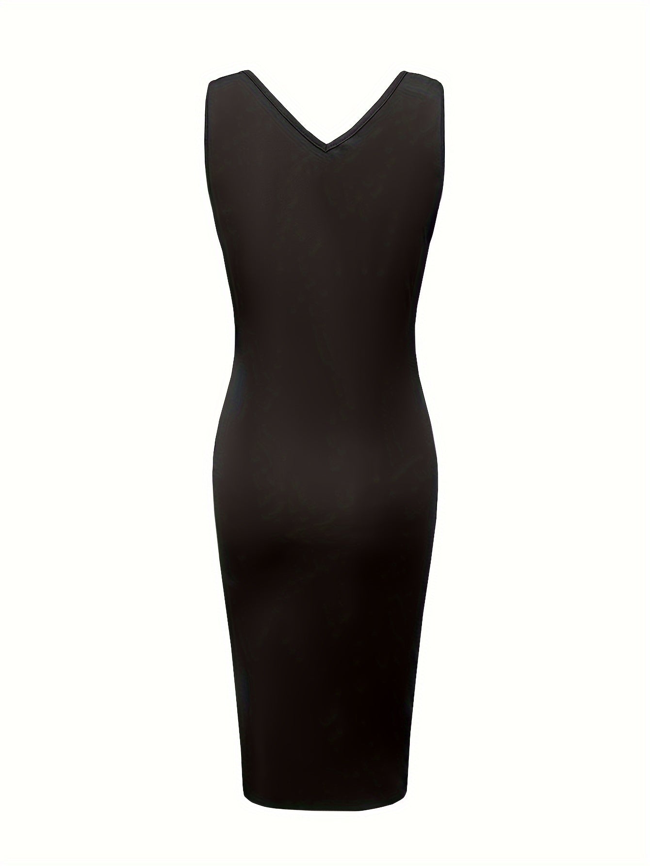Vibrant Zip-up Bodycon Tank Dress - Sleeveless, V Neck, Knee Length, Sexy, Comfortable, Women's Clothing for Everyday Wear
