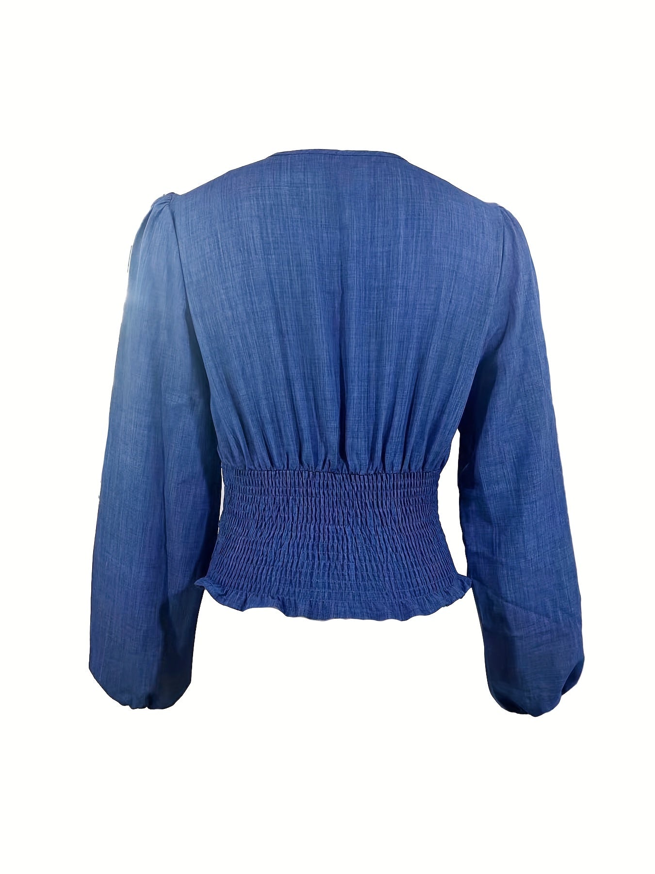 Blusa con escote cruzado y cintura fruncida, elegante blusa de manga larga con cintura ceñida para primavera y otoño, ropa de mujer