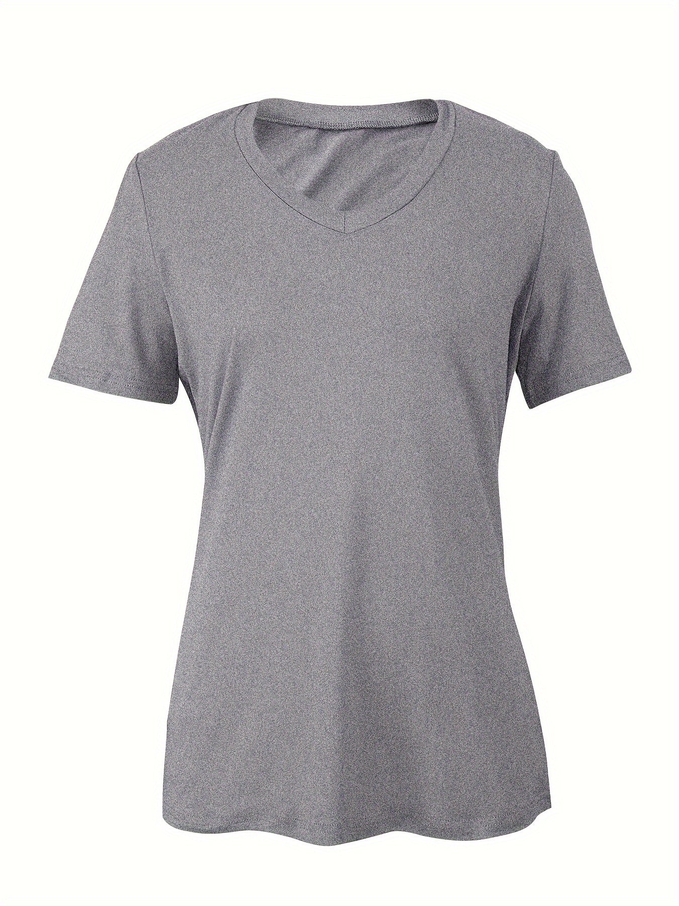 Grey V-neck short sleeve t-shirt for women