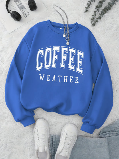 Sudadera acogedora para amantes del café: diseño informal, suave y con cuello redondo y manga larga