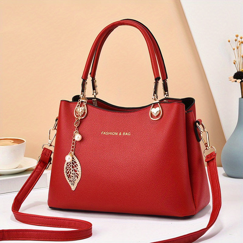 Elegant White Faux Leather Handbag for Women - Chic Fashion Shoulder Bag