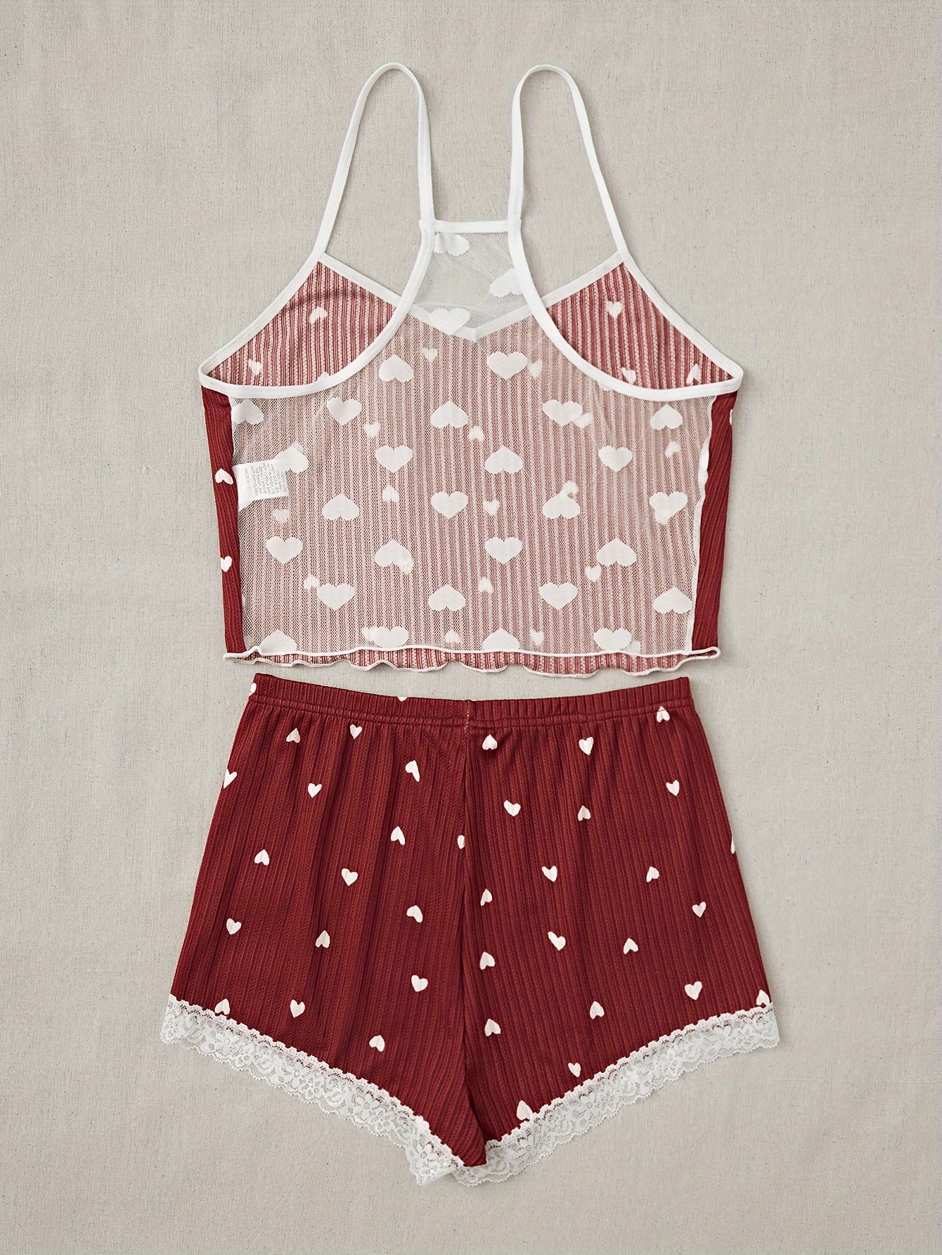 Cozy Heart Print Pajama Set for Women - LuxyXO