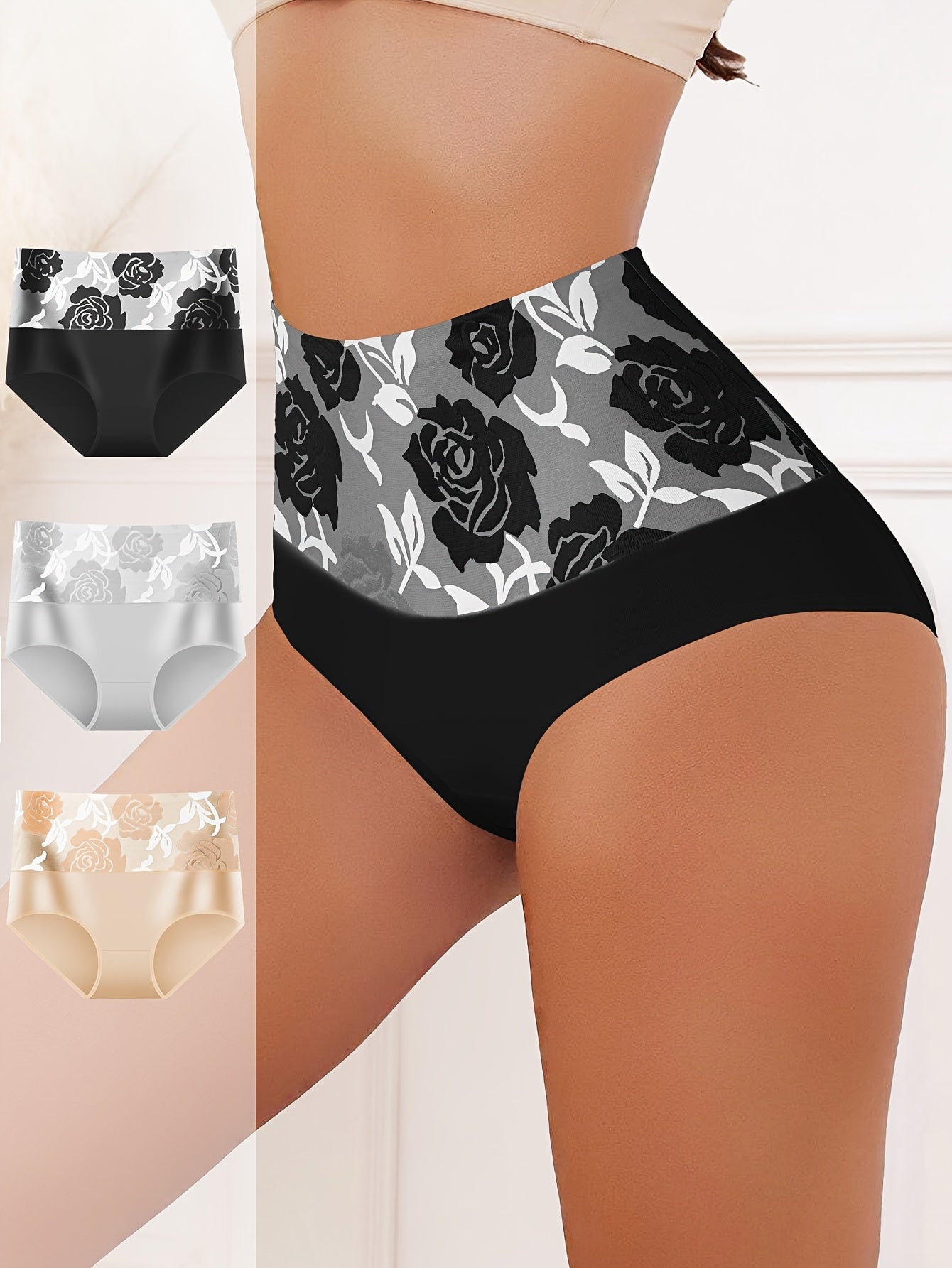 Floral High Waist Briefs - Elegant & Comfy 3pcs - LuxyXO