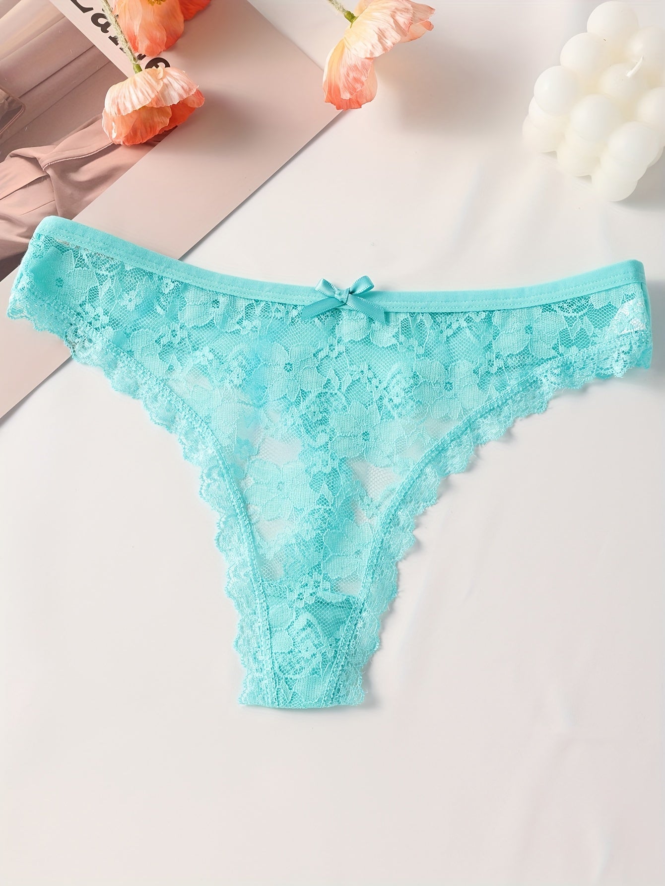 Sexy Lace Thongs for Women -  Low-Rise with Bow 4pack - LuxyXO