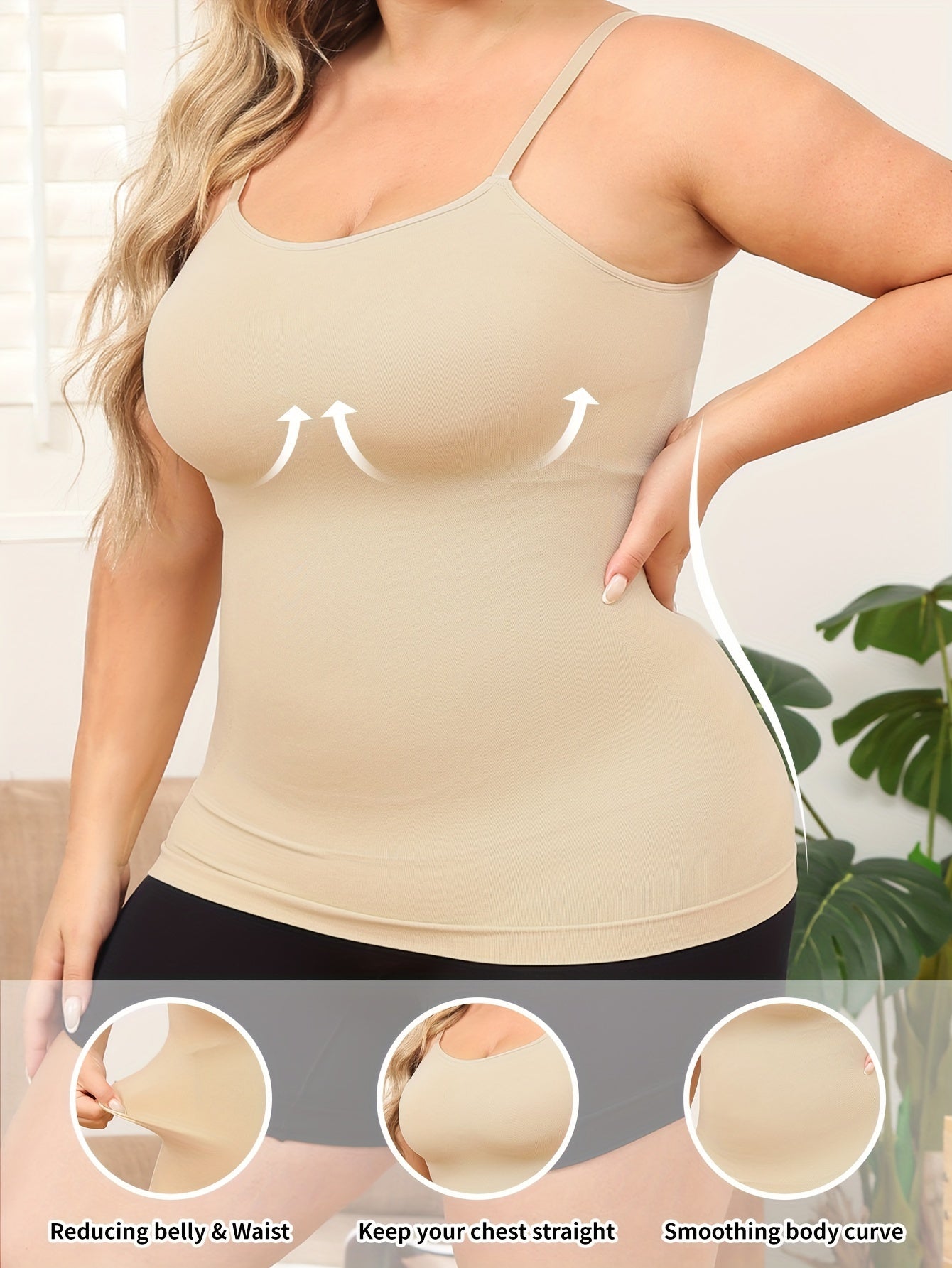 Plus Size Women's Shaping Tank Top - Sculpting, Slimming, and Posture Perfecting Camisole with Tummy Control, Back Support, and Breathable Fabric for Comfortable Everyday Wear