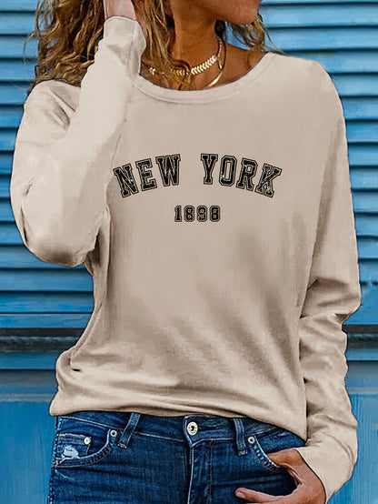 Sudadera elegante con cuello redondo inspirada en Nueva York