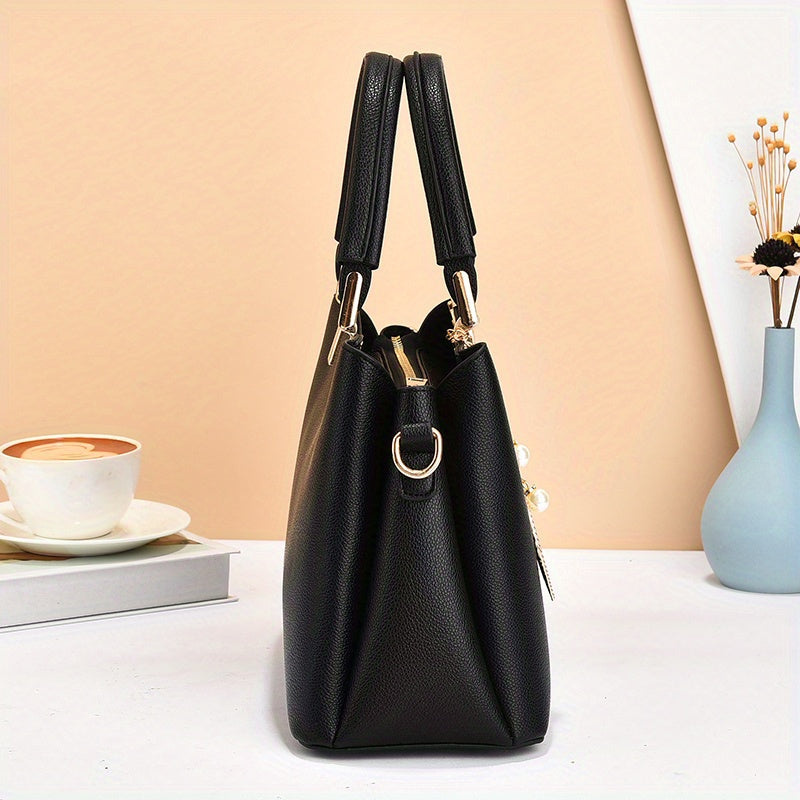 Elegant White Faux Leather Handbag for Women - Chic Fashion Shoulder Bag