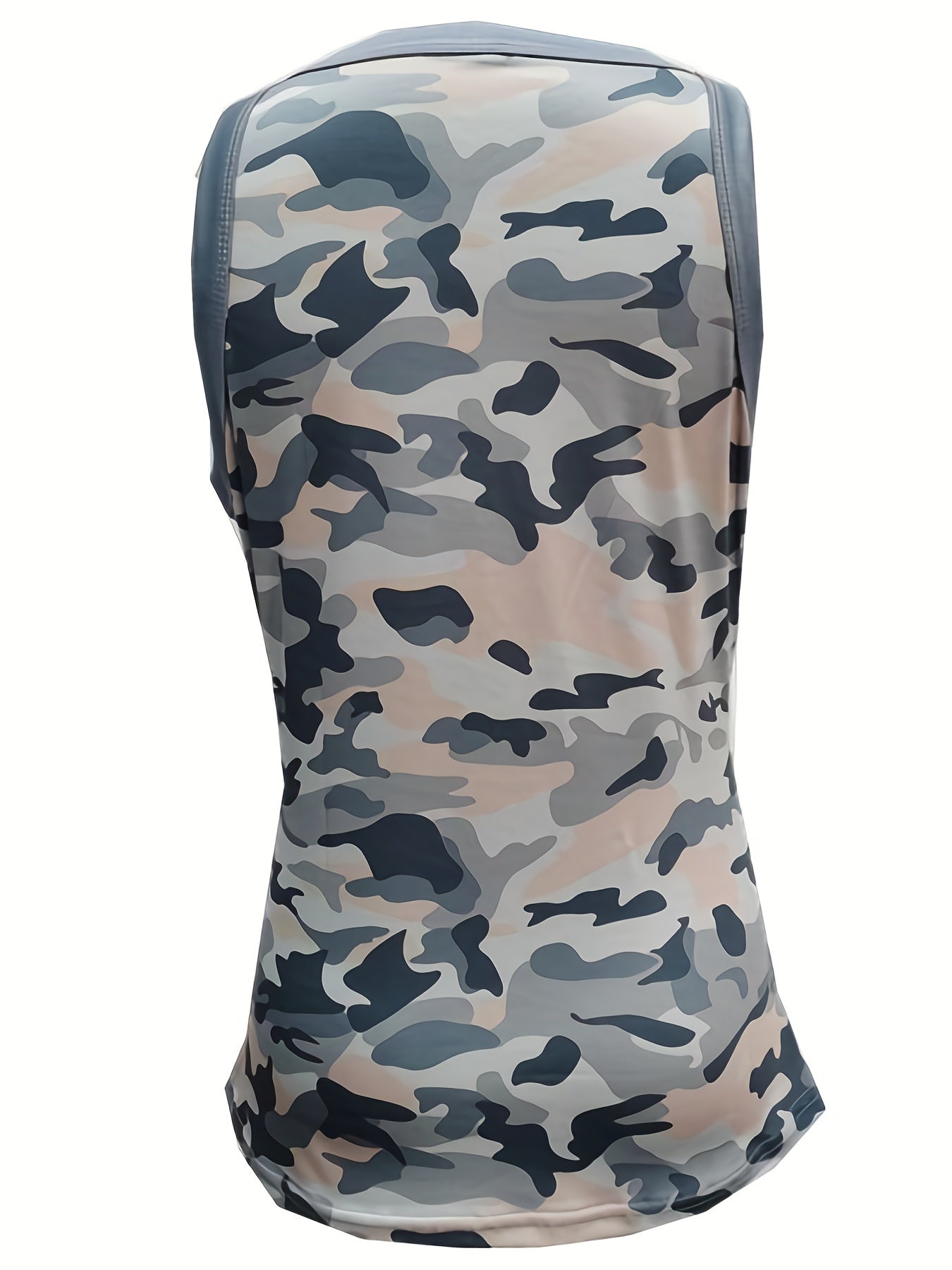 Vibrant Camo Print Tank Top - Crew Neck, Medium Stretch Cotton Blend, Regular Length, Machine Washable, Sexy Summer Essential for Women - Spring/Summer Fashion Must-Have