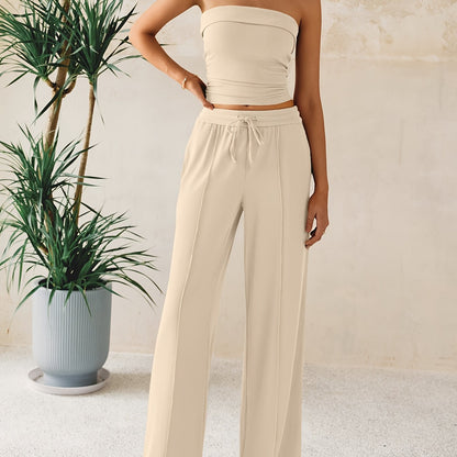 Women's Summer Two Piece Set Wide Leg Pants