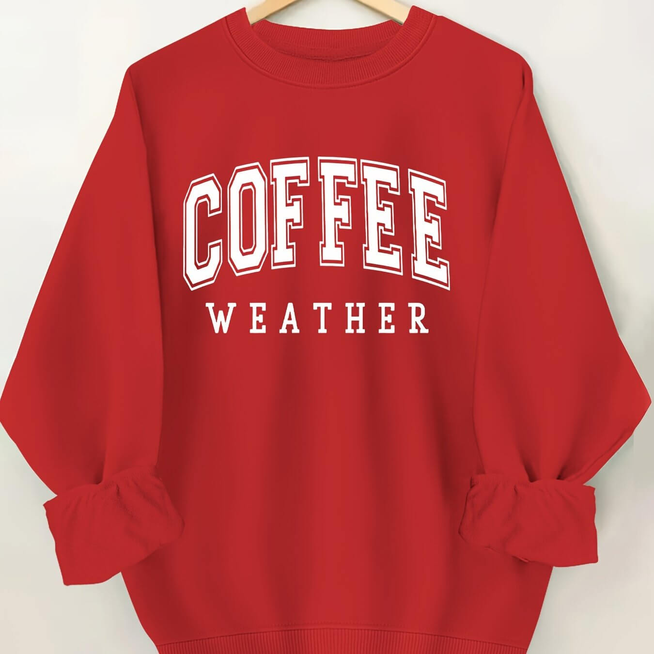 Plus Size Coffee Print Sweatshirt, Casual Long Sleeve Crew Neck Pullover Sweatshirt