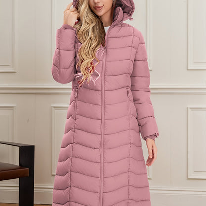 Women's Long Hooded Coat - Multi-Color, Quilted, Warm And Stylish, Available In Multiple Sizes