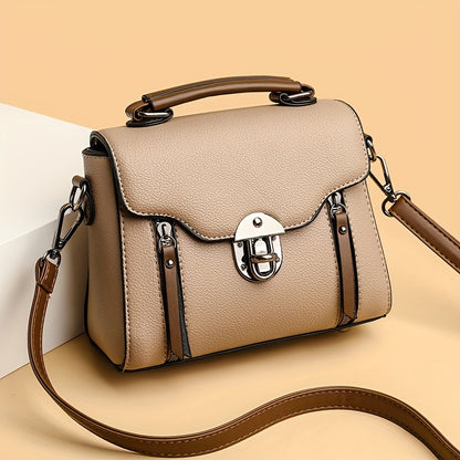 Retro Buckle Handbag For Women, Color Contrast Crossbody Bag,