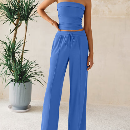 Women's Summer Two Piece Set Wide Leg Pants