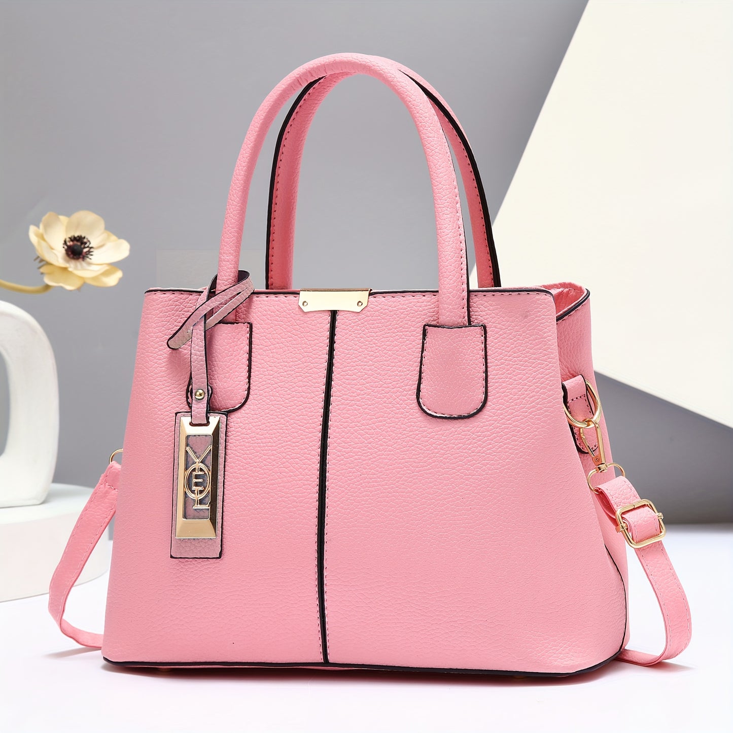 Elegant Faux Leather Tote Bag for Women, Large Capacity Shoulder & Crossbody Handbag