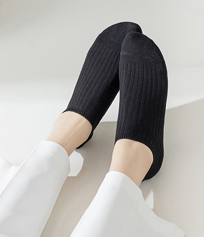 5/10 Pairs Solid Low Cut Socks, Simple & Breathable Unisex Invisible Socks, Women's Stockings & Hosiery