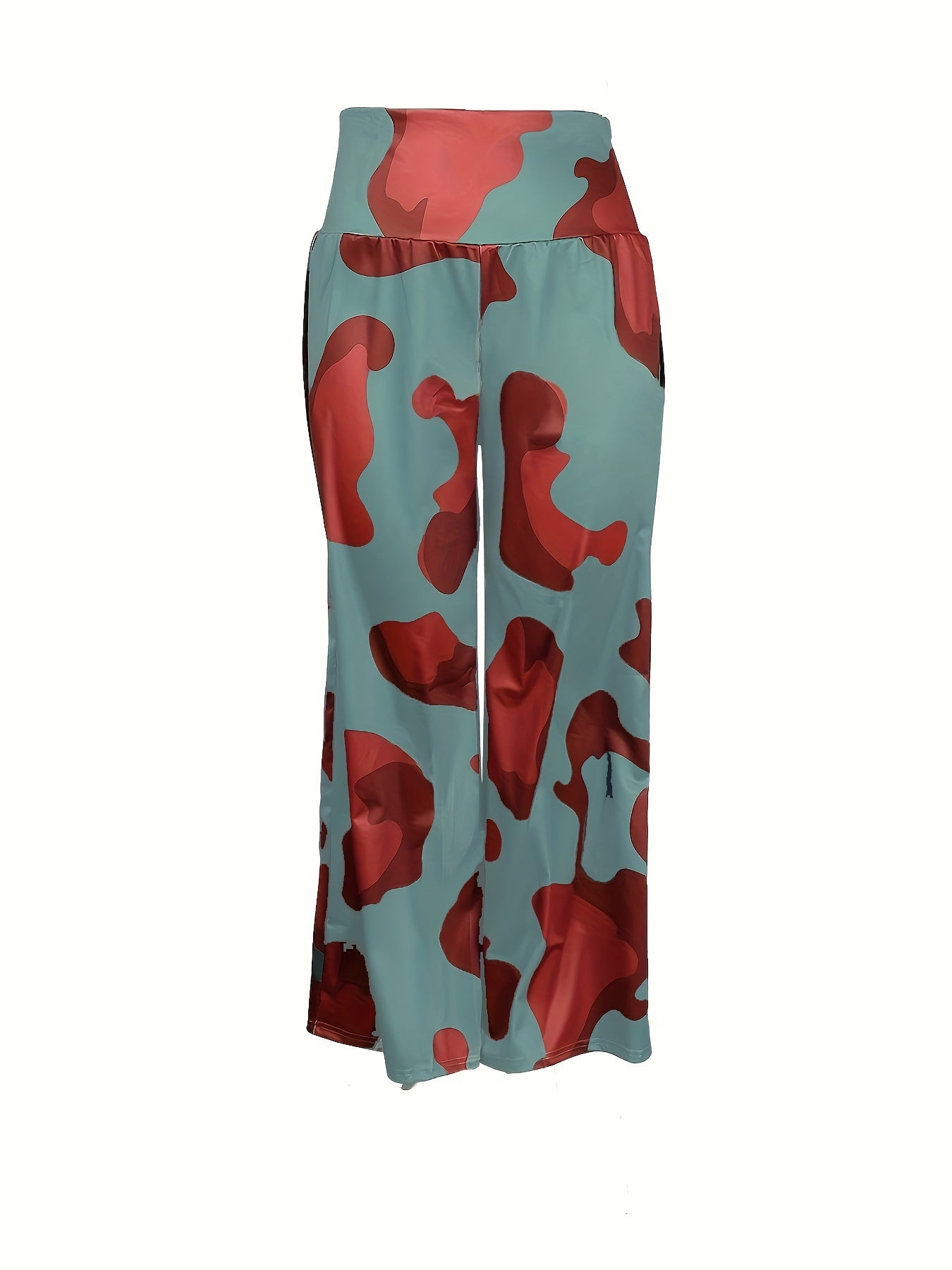 Pantalones con estampado de pata de gallo de talla grande: pierna ancha favorecedora, cintura alta y comodidad: ropa informal de moda para primavera y otoño: ropa de talla grande de moda para mujer