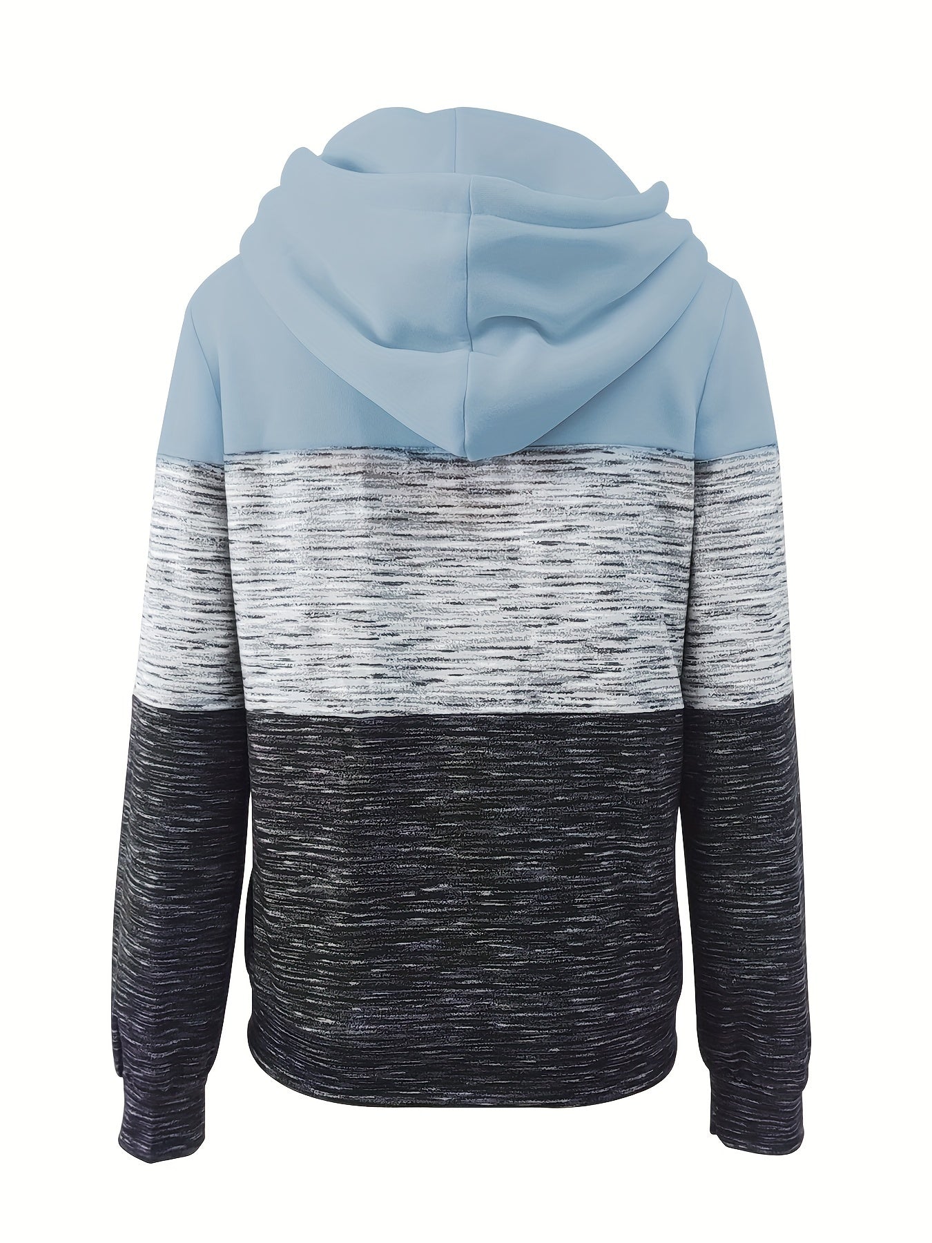 Sudadera con capucha y cremallera para todas las estaciones para mujer: sudadera informal de punto de manga larga con diseño de bloques de colores moderno