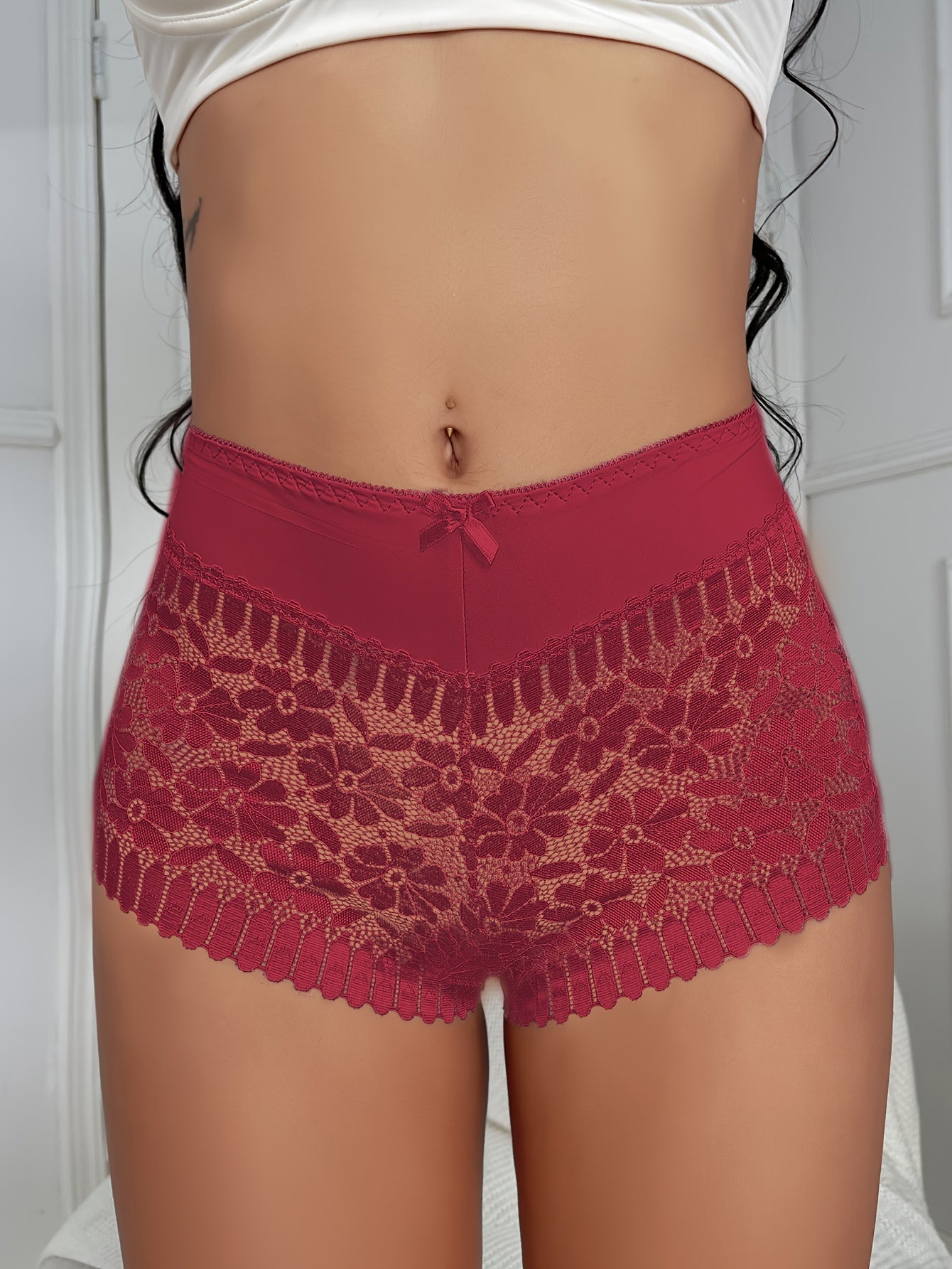 Floral Lace Boyshort Panties - Sexy & Comfy Design - LuxyXO