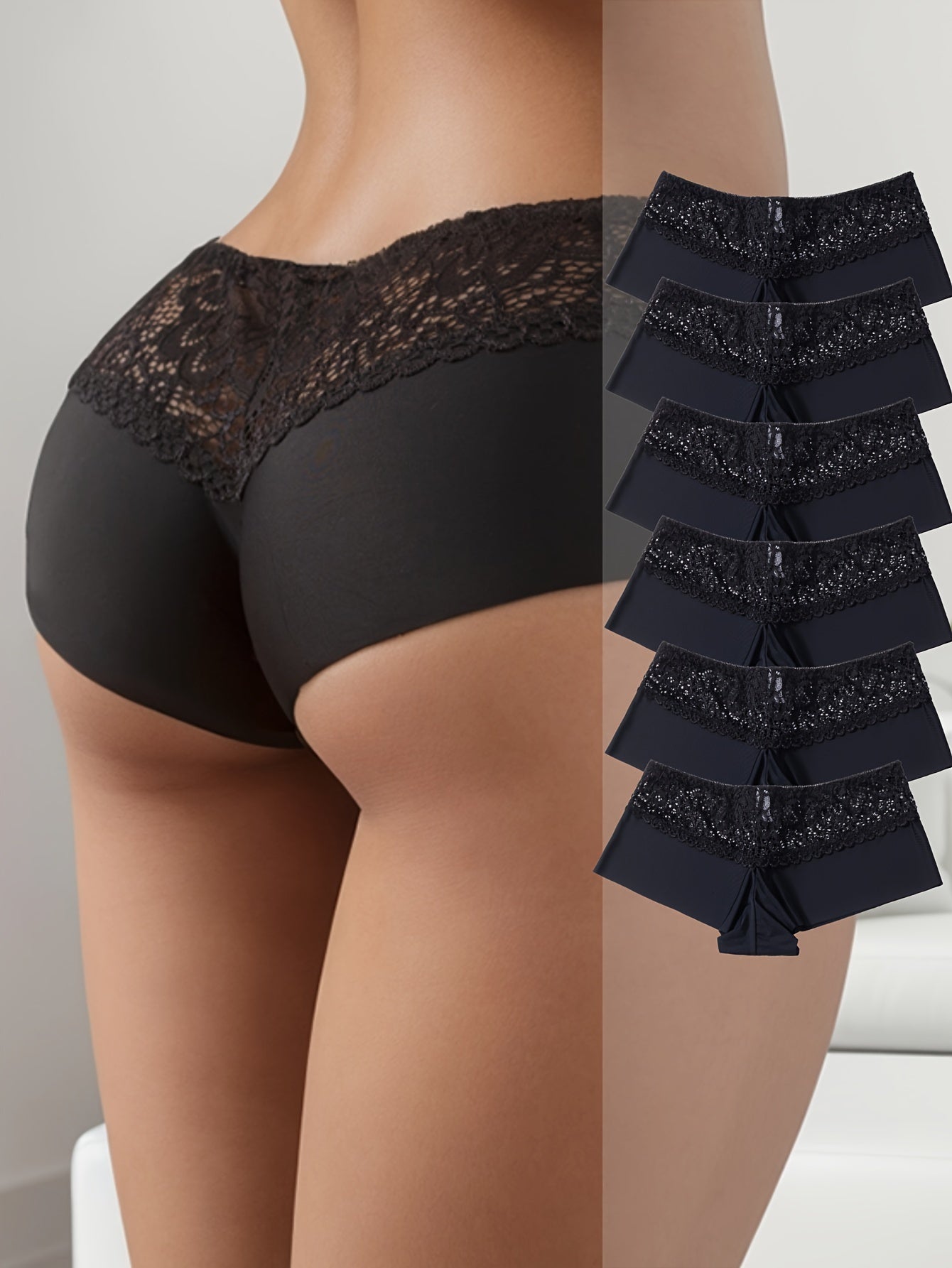 Ultra-Soft Lace-Stitched Boyshorts - Seamless Fit 6-Pack - LuxyXO