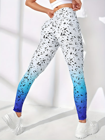 Vibrant Letter Print Color Block High Waist Leggings - Soft, Stretchy, and Comfortable for Everyday Wear - Womens Casual Fashion Clothing for All Body Types