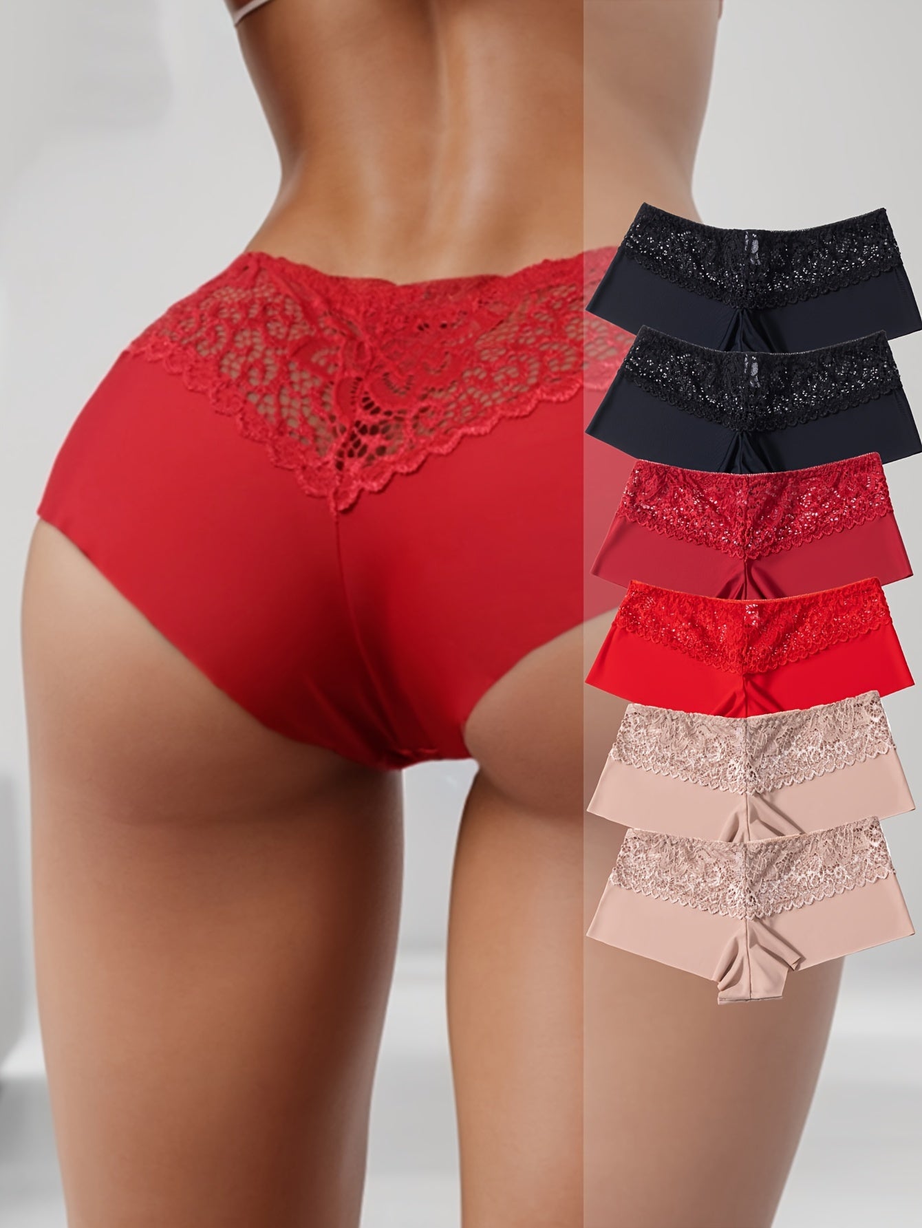 Ultra-Soft Lace-Stitched Boyshorts - Seamless Fit 6-Pack - LuxyXO