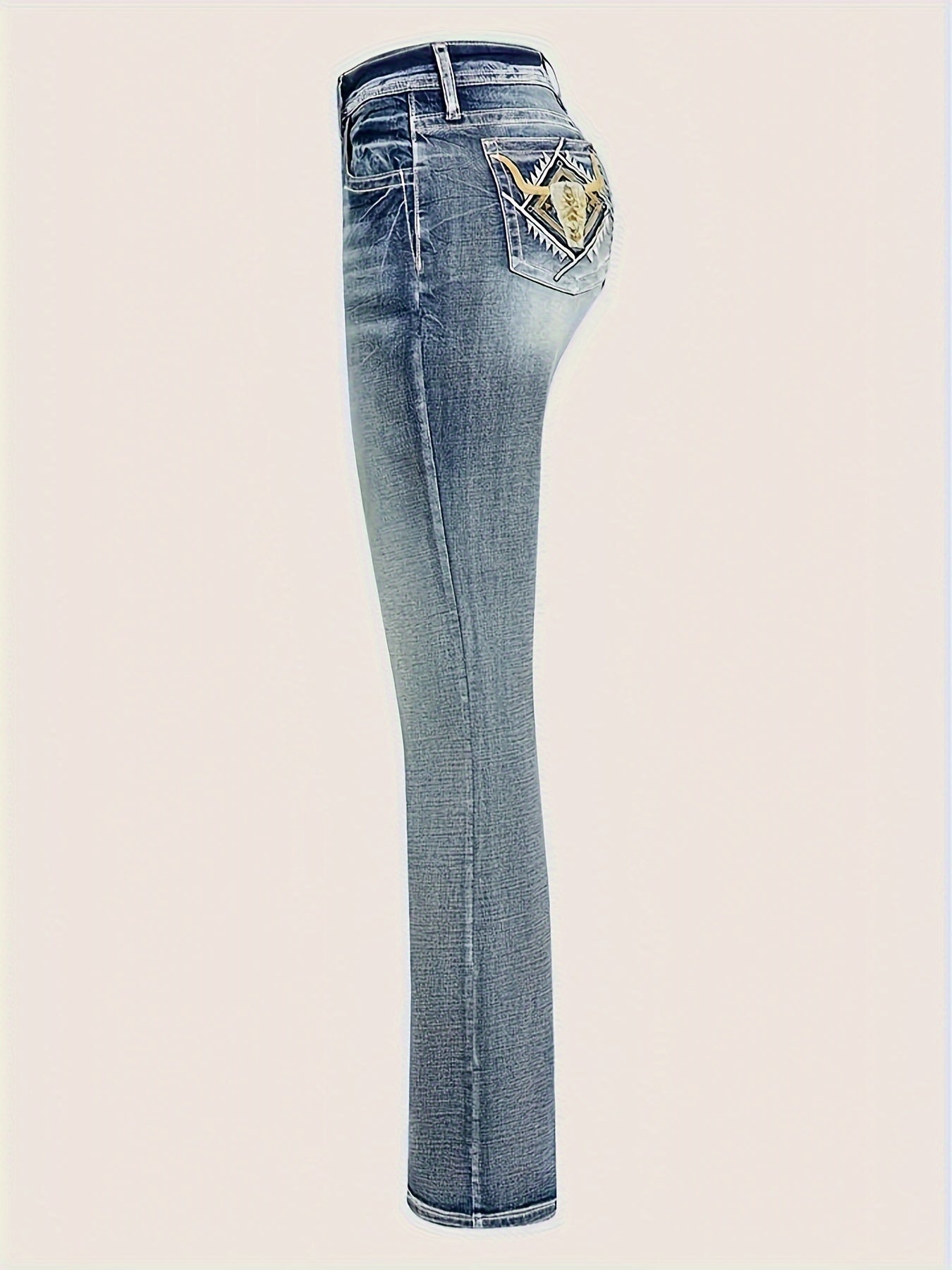 Stylish High-Waisted Embroidered Jeans - LuxyXO