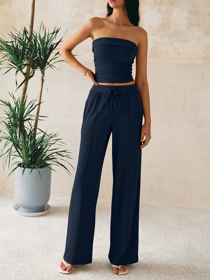 Women's Summer Two Piece Set Wide Leg Pants